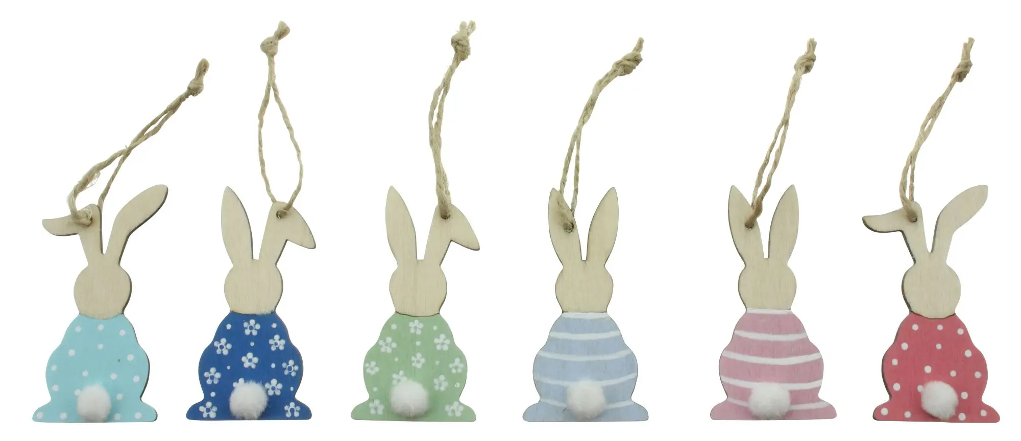 Hänger "Bunte Häschen", 9er Set  im Frank Flechtwaren Online Shop für Ostern kaufen