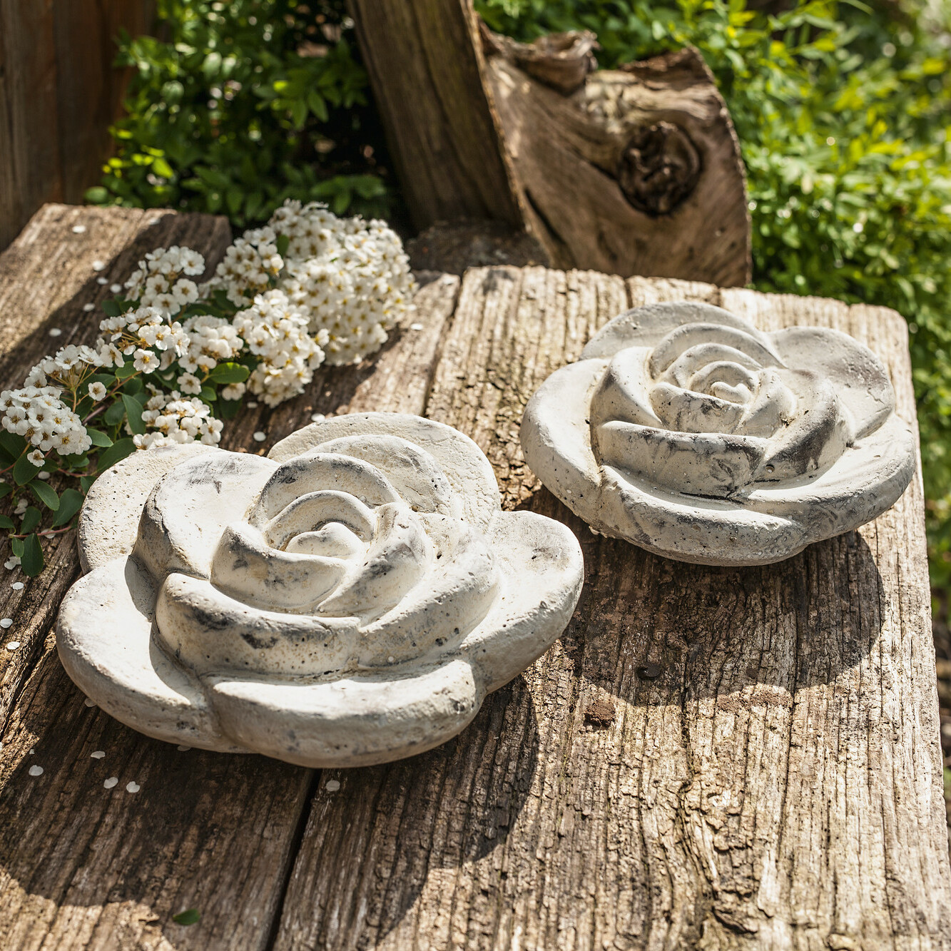 Zementblüte "Rose", 2er Set  im Frank Flechtwaren Online Shop kaufen