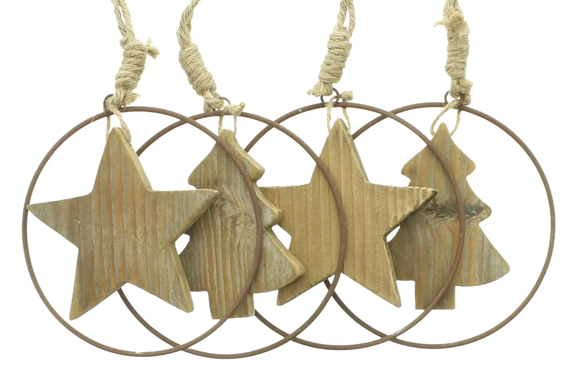 Weihnachtshänger "Stern &amp; Tanne", 4er Set  im Frank Flechtwaren Online Shop für Baumschmuck kaufen