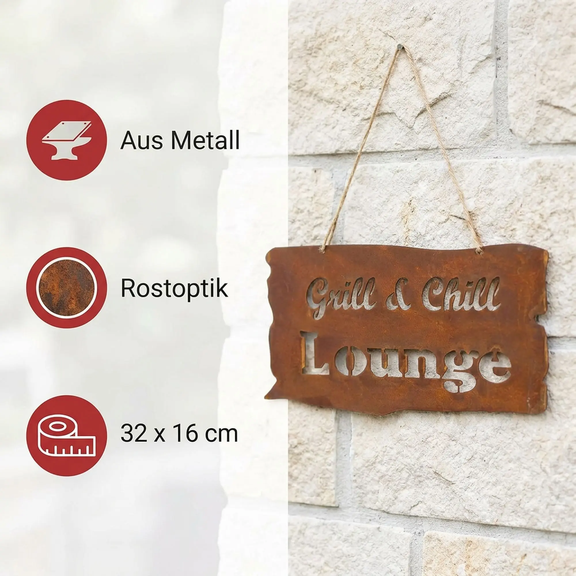 Schild "Grill &amp; Chill Lounge"  im Frank Flechtwaren Online Shop für Grill &amp; Chill kaufen