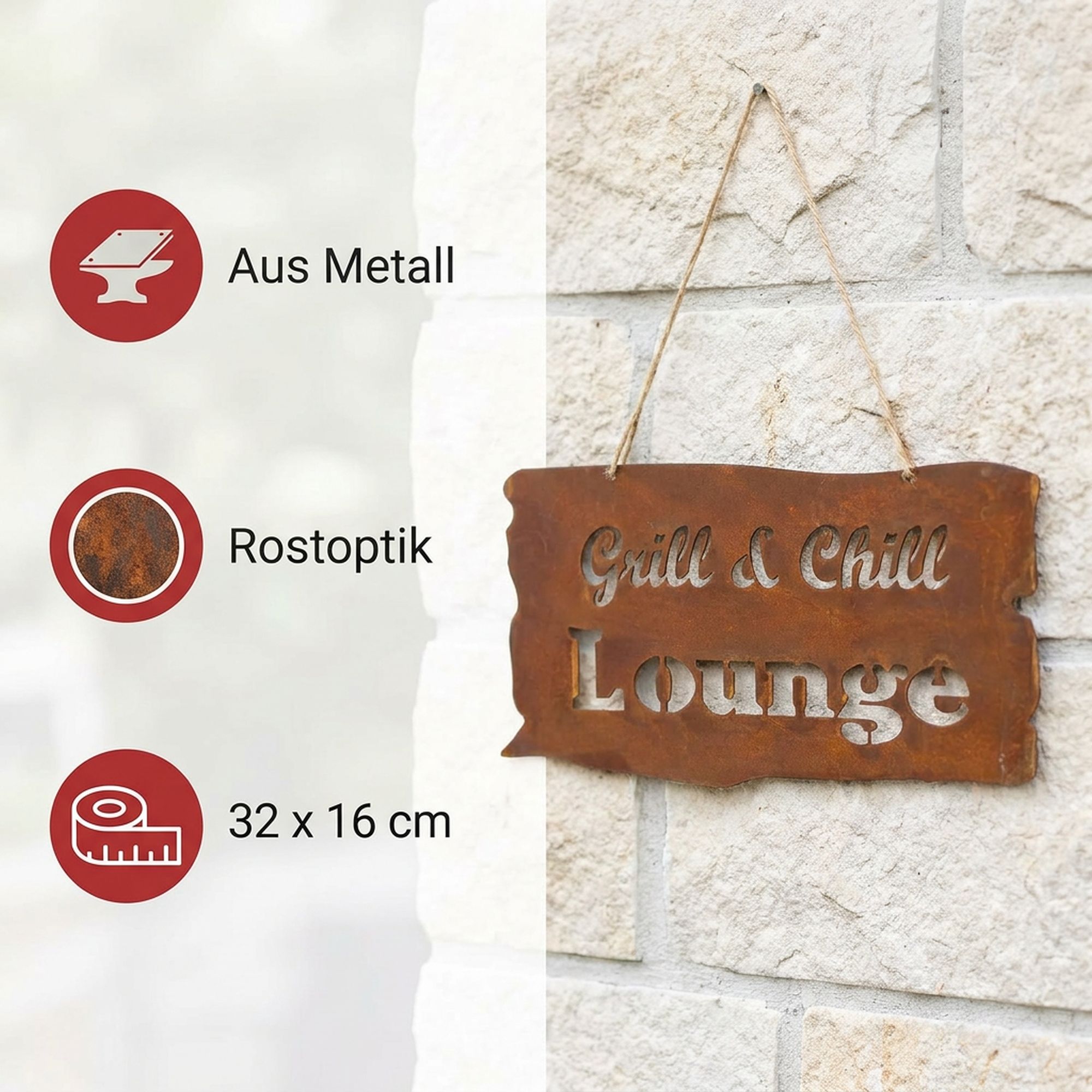 Schild "Grill &amp; Chill Lounge"  im Frank Flechtwaren Online Shop für Grill &amp; Chill kaufen