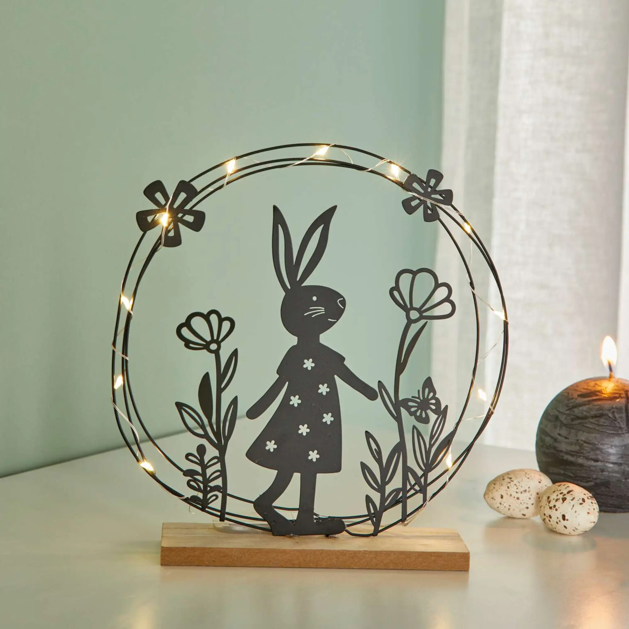 LED-Ring "Häschen mit Blumen"  im Frank Flechtwaren Online Shop kaufen