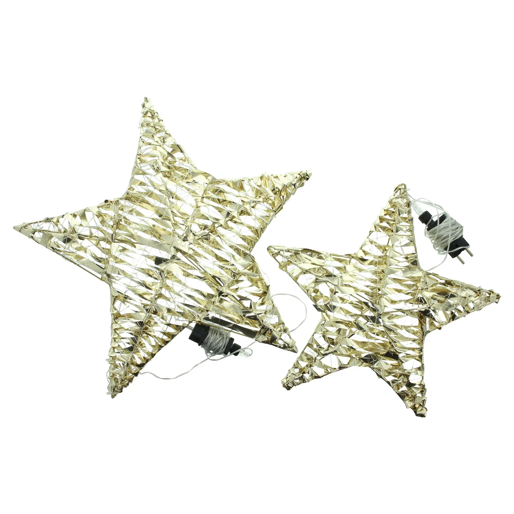 LED-Stern "Golden", 2er Set  im Frank Flechtwaren Online Shop für Gartenbeleuchtung kaufen