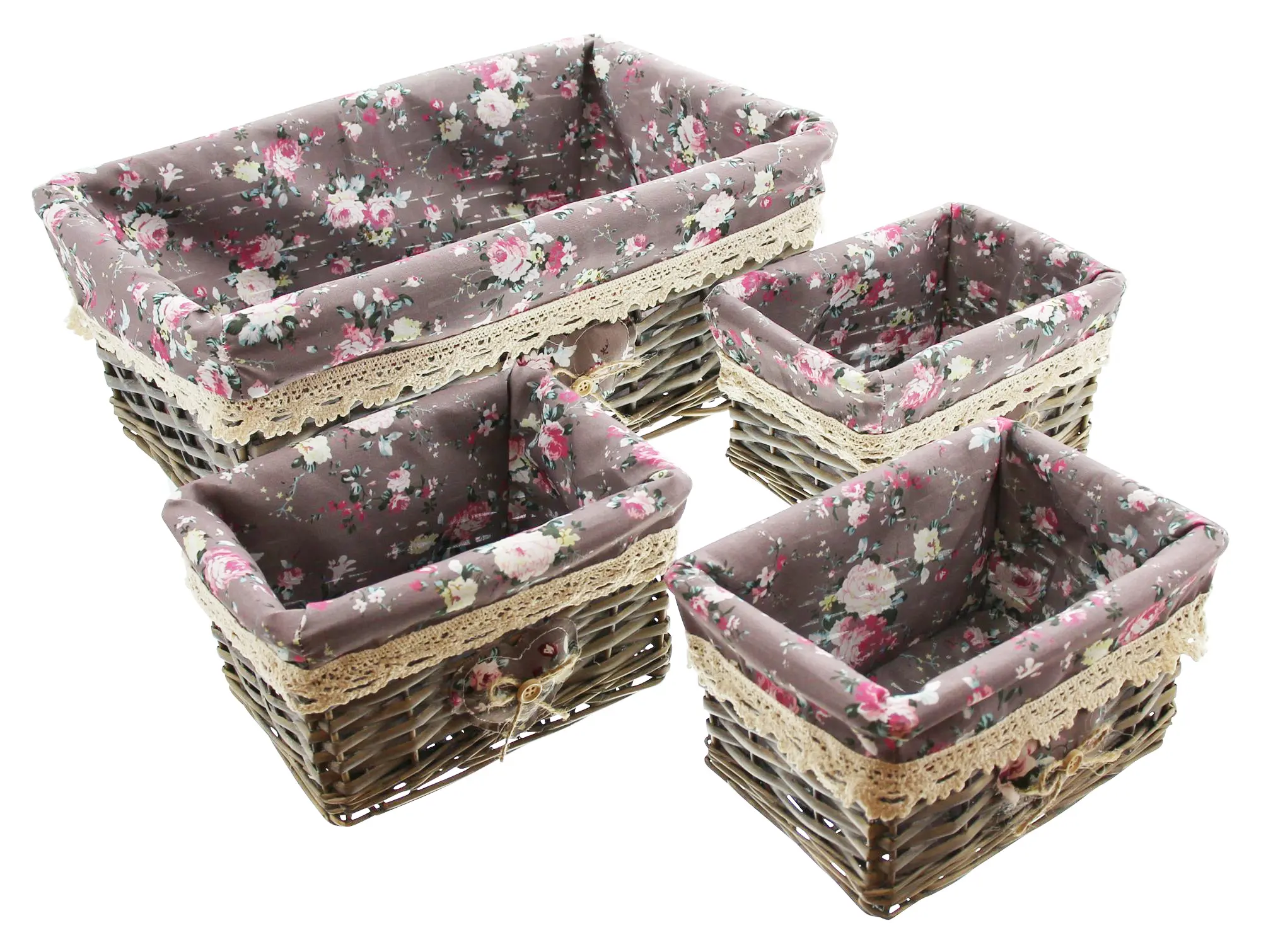 Universalkorb "Rosenliebe", 4er Set  im Frank Flechtwaren Online Shop für Füllkörbe &amp; Universalkörbe kaufen