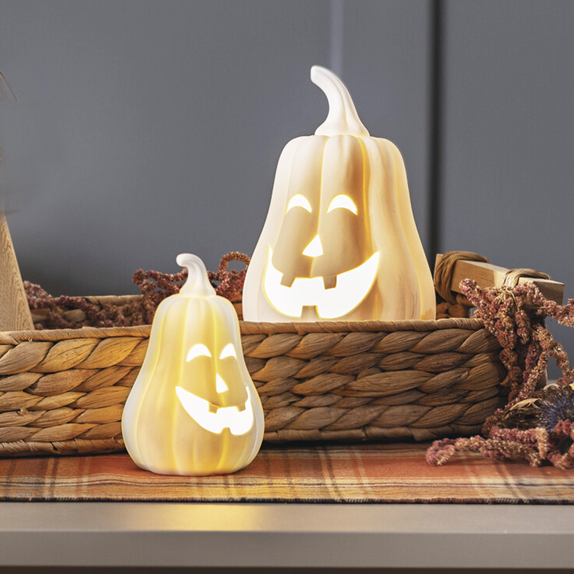 LED-Kürbis "White", 2er Set  im Frank Flechtwaren Online Shop kaufen