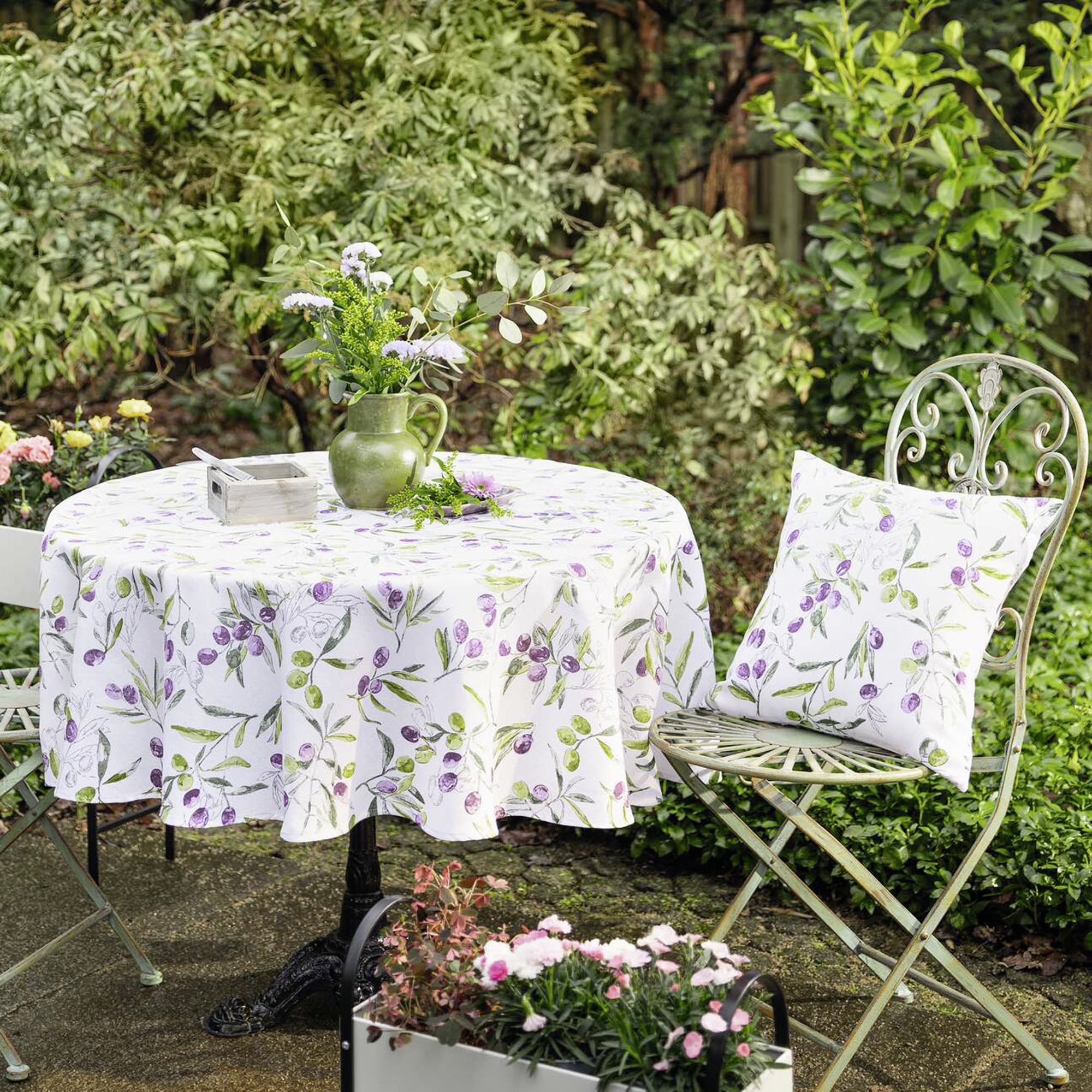 Tischdecke "Olive Garden", rund  im Frank Flechtwaren Online Shop kaufen