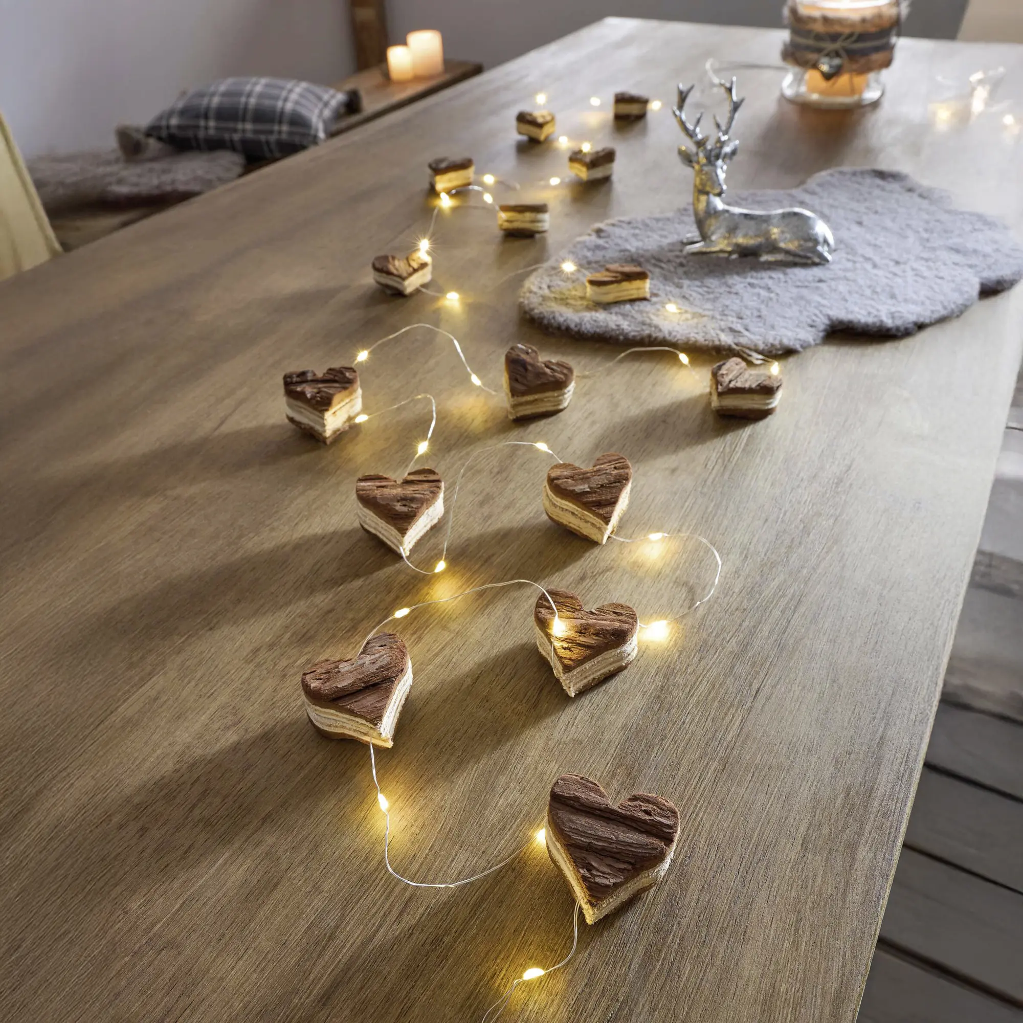 LED-Lichterkette "Holzherzchen"  im Frank Flechtwaren Online Shop kaufen