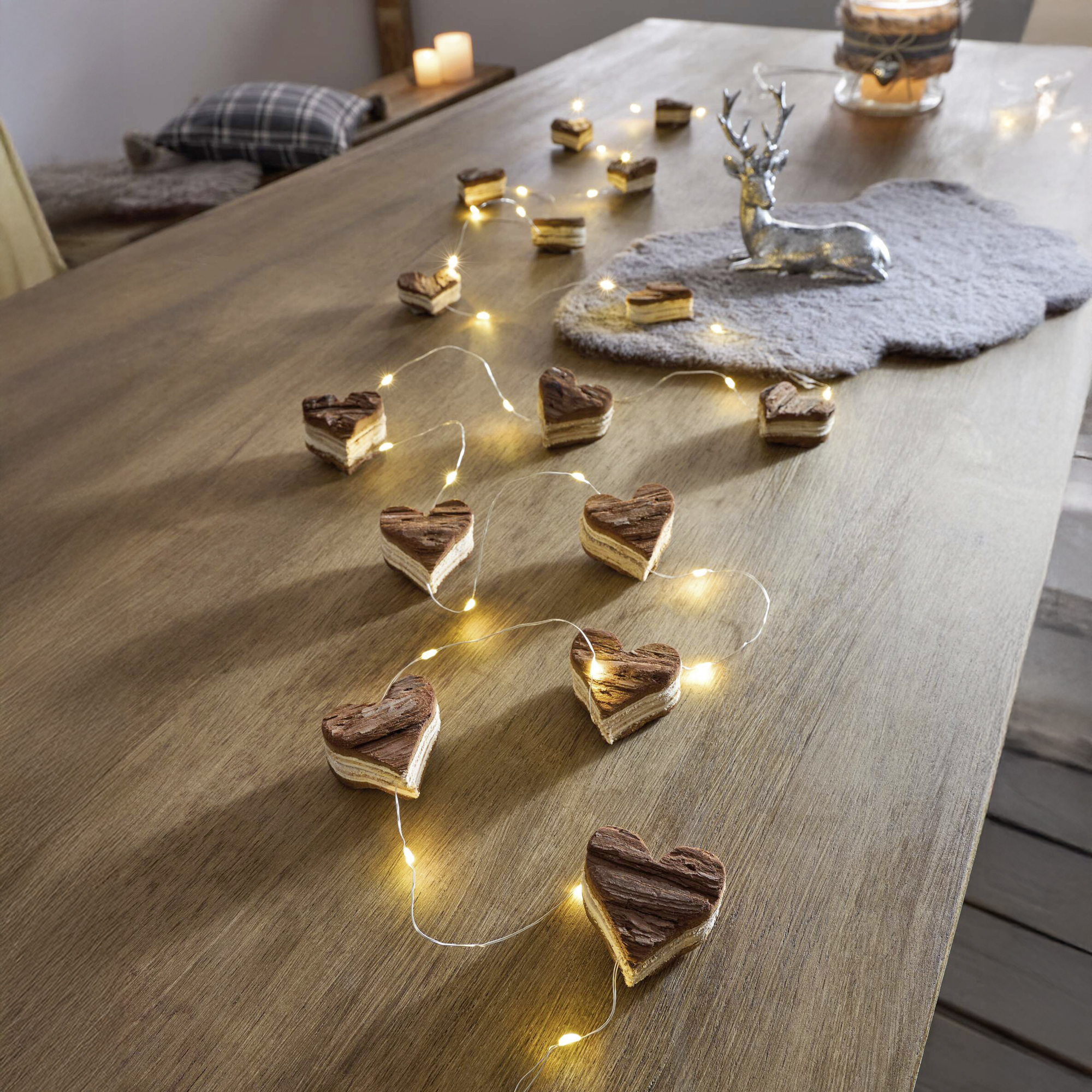 LED-Lichterkette "Holzherzchen"  im Frank Flechtwaren Online Shop kaufen