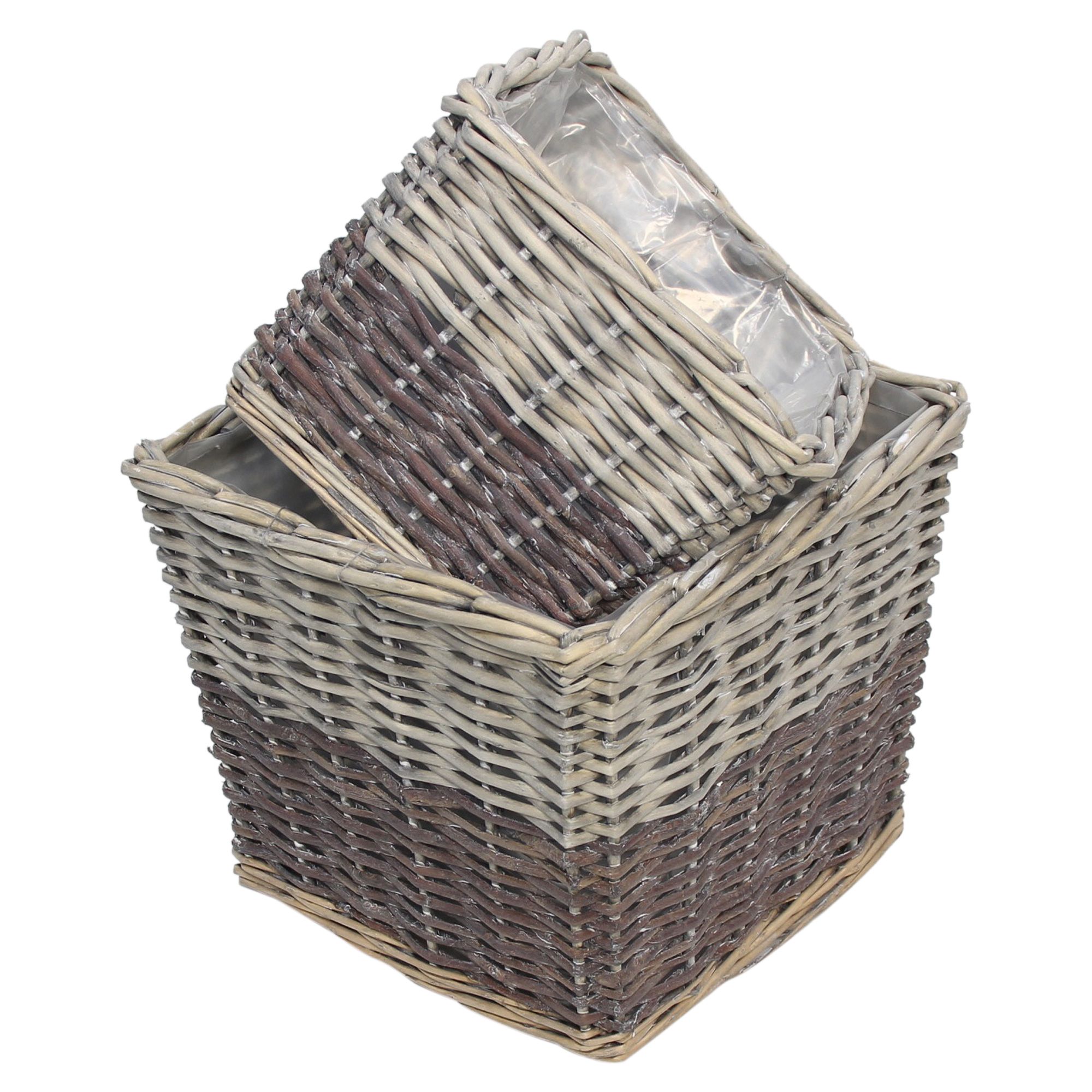 Pflanzer "Graue Weide", 2er Set  im Frank Flechtwaren Online Shop für Pflanzkörbe kaufen