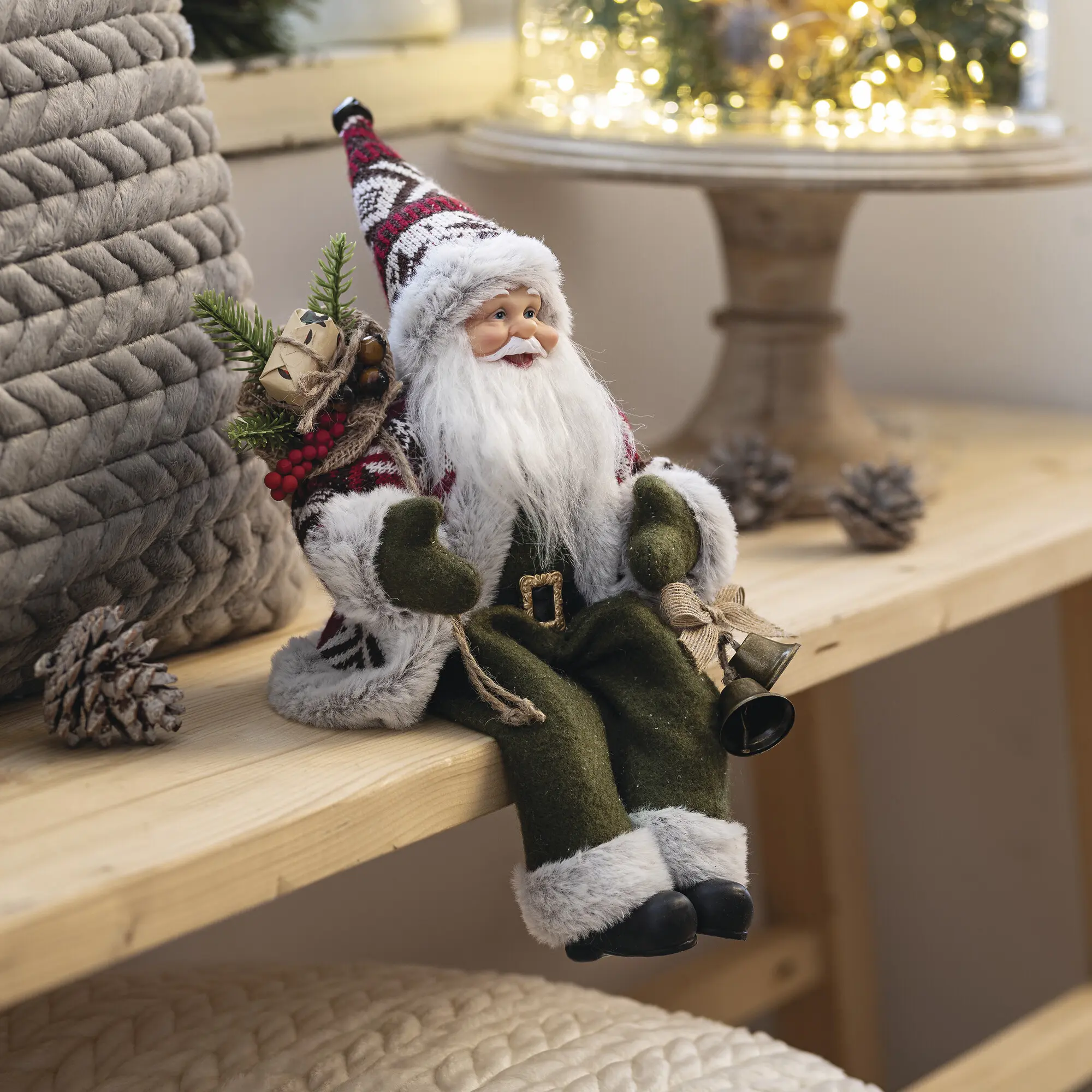 Kantenhocker "Santa mit Glöckchen"  im Frank Flechtwaren Online Shop kaufen