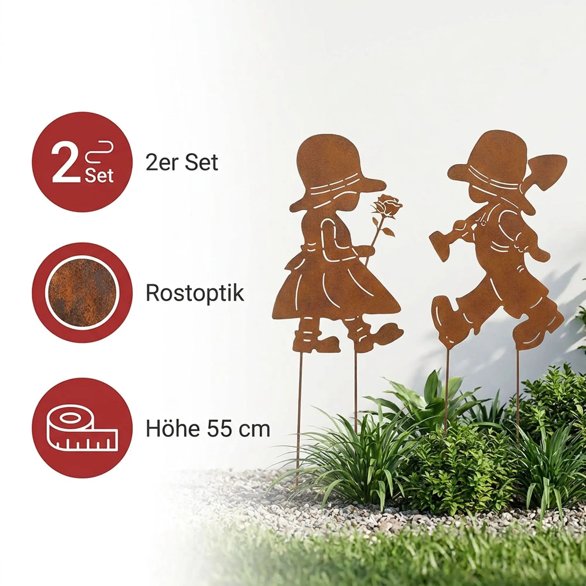 Gartenstecker "Junge &amp; Mädchen", 2er Set  im Frank Flechtwaren Online Shop für Bunter Ostergarten kaufen