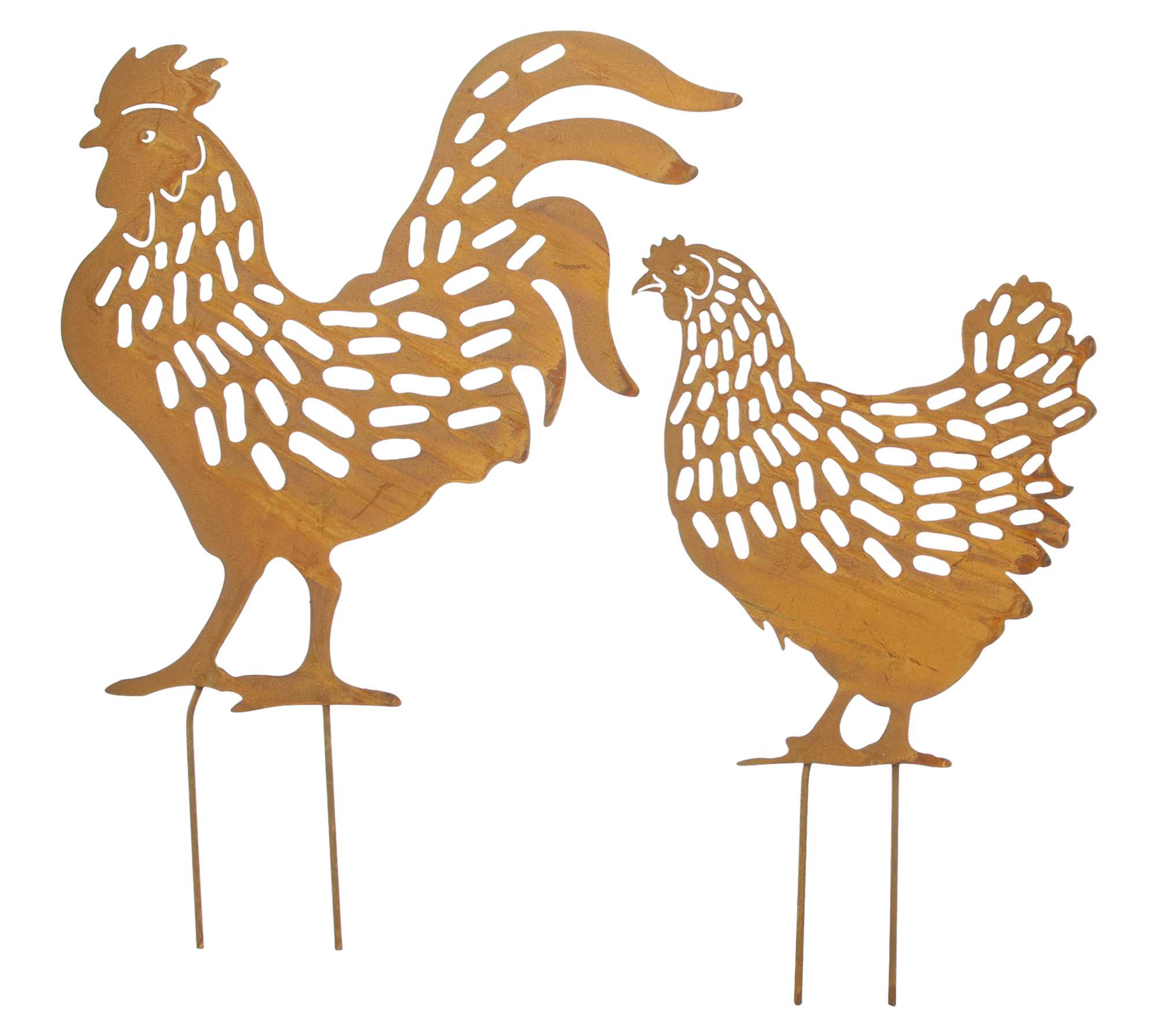 Gartenstecker "Hahn &amp; Huhn", 2er Set  im Frank Flechtwaren Online Shop für Gartenstecker kaufen