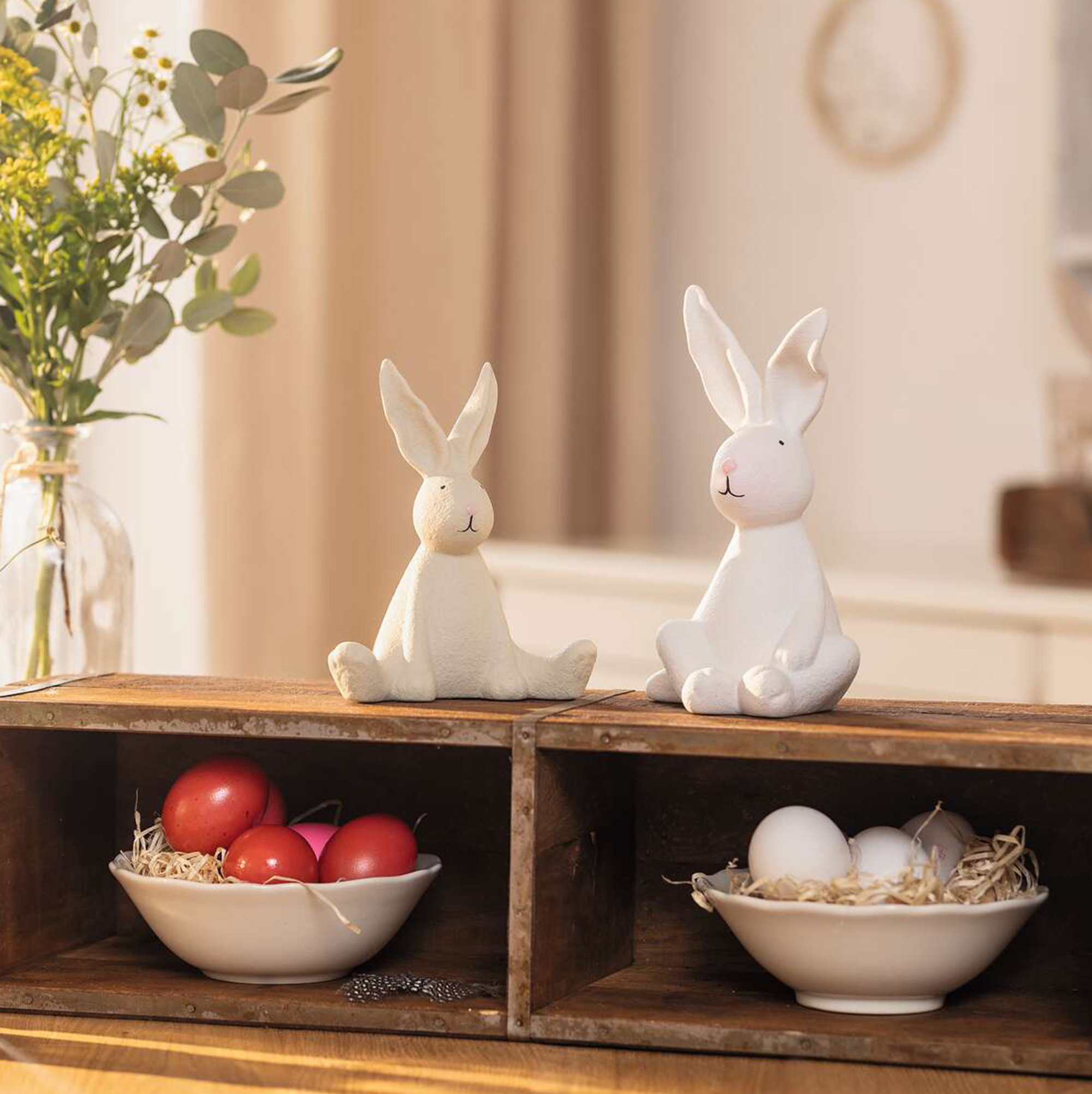 Hase "White &amp; Cream", 2er Set  im Frank Flechtwaren Online Shop kaufen