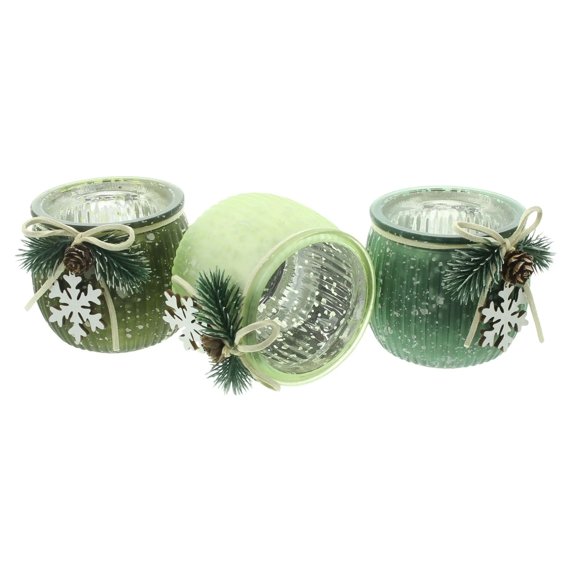 Teelichthalter "Green Shades", 3er Set  im Frank Flechtwaren Online Shop für Weihnachts-Neuheiten kaufen