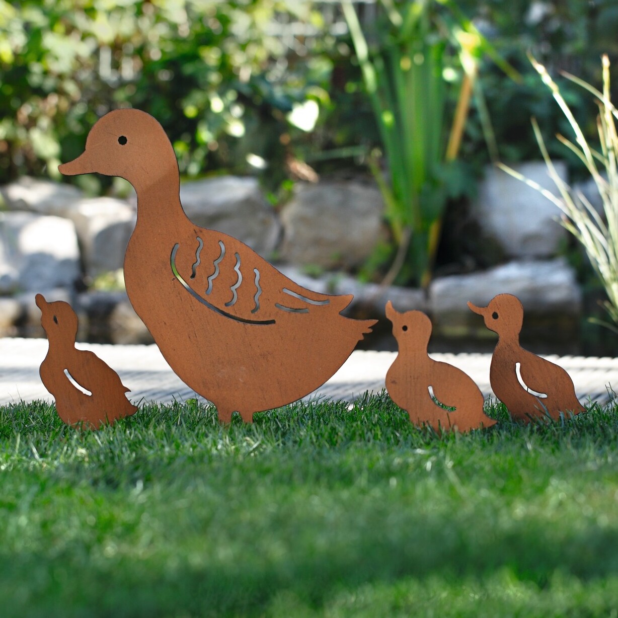 Gartenstecker "Entenfamilie", 4er Set  im Frank Flechtwaren Online Shop kaufen