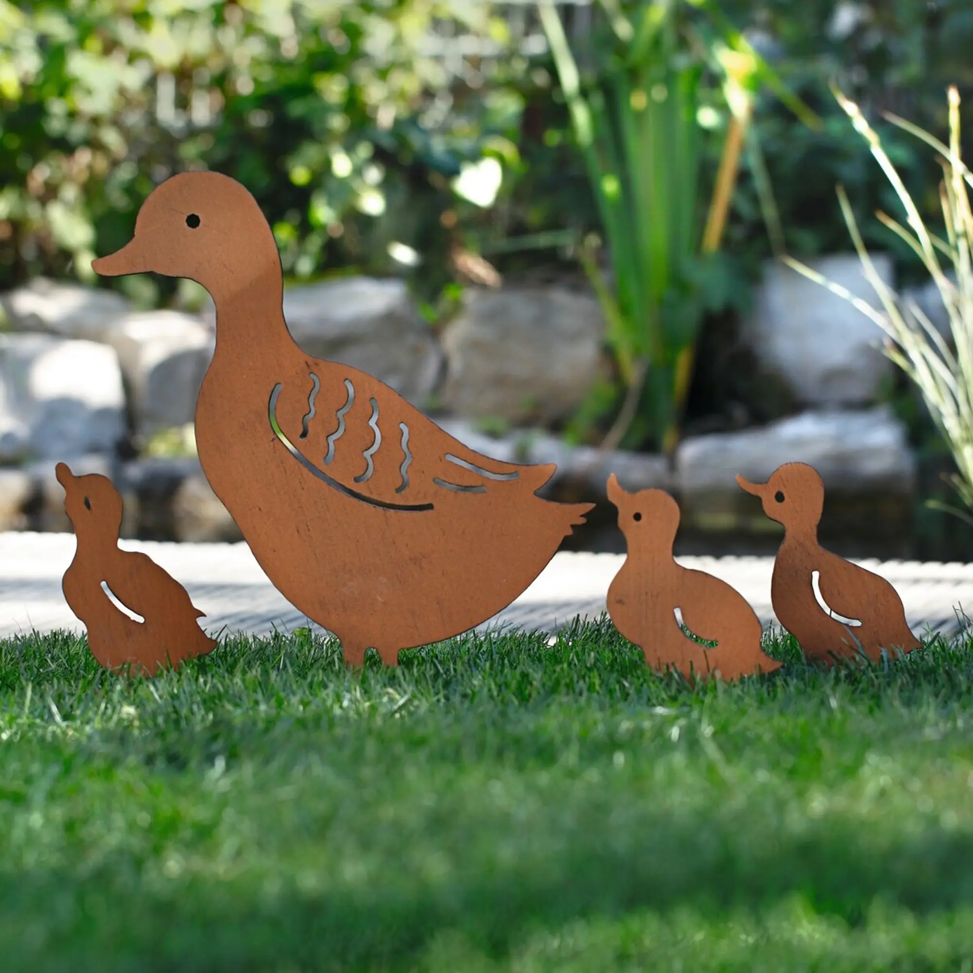Gartenstecker "Entenfamilie", 4er Set  im Frank Flechtwaren Online Shop für Bunter Ostergarten kaufen
