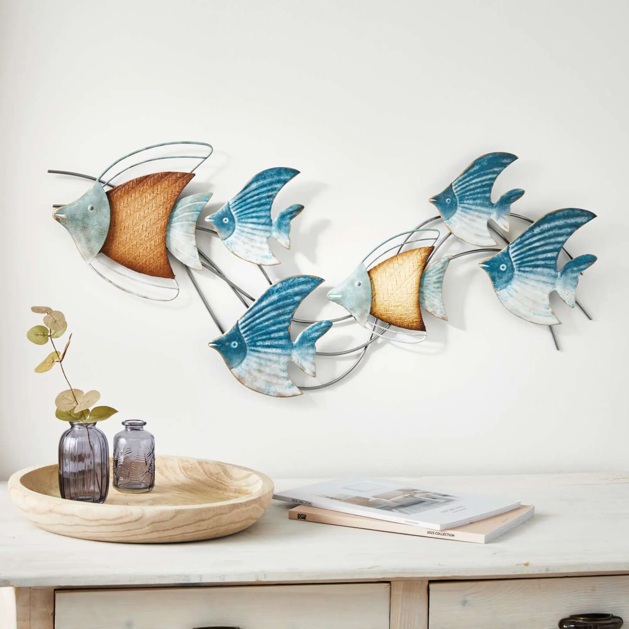 Wanddeko "Fischschwarm"  im Frank Flechtwaren Online Shop kaufen