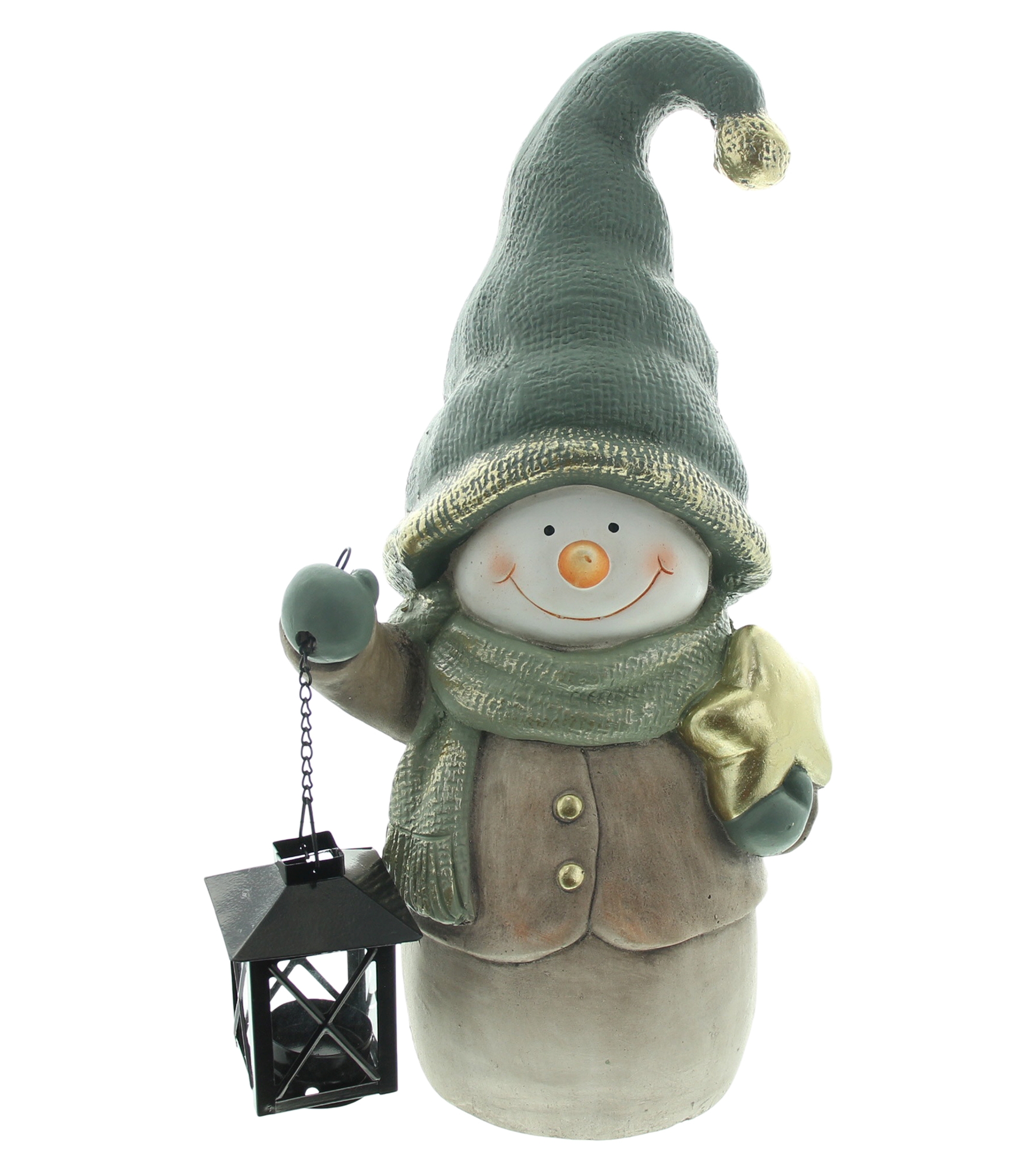 Figur "Schneemann mit Laterne"  im Frank Flechtwaren Online Shop für Dekofiguren kaufen