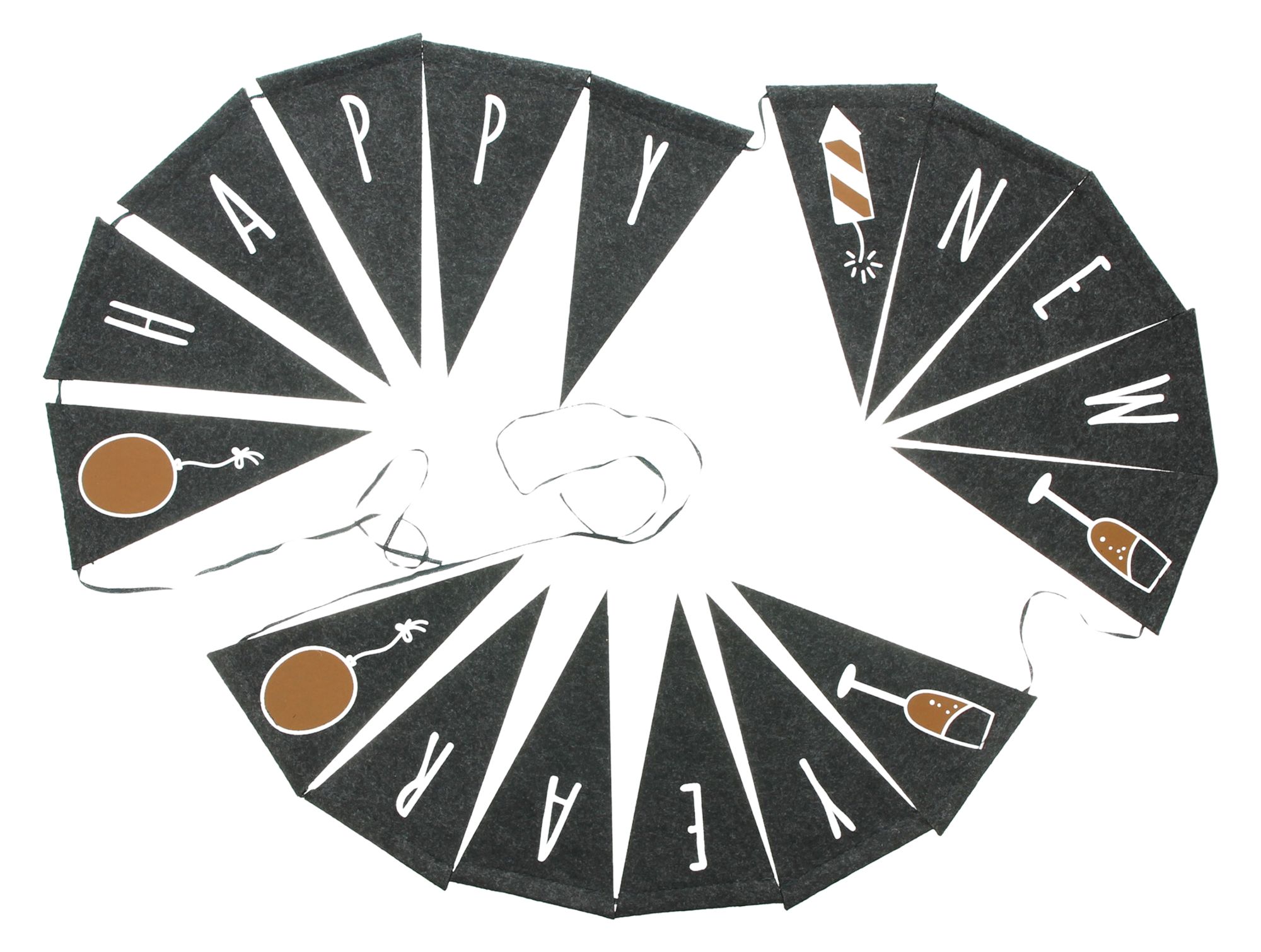 Filzgirlande "Happy New Year"  im Frank Flechtwaren Online Shop kaufen