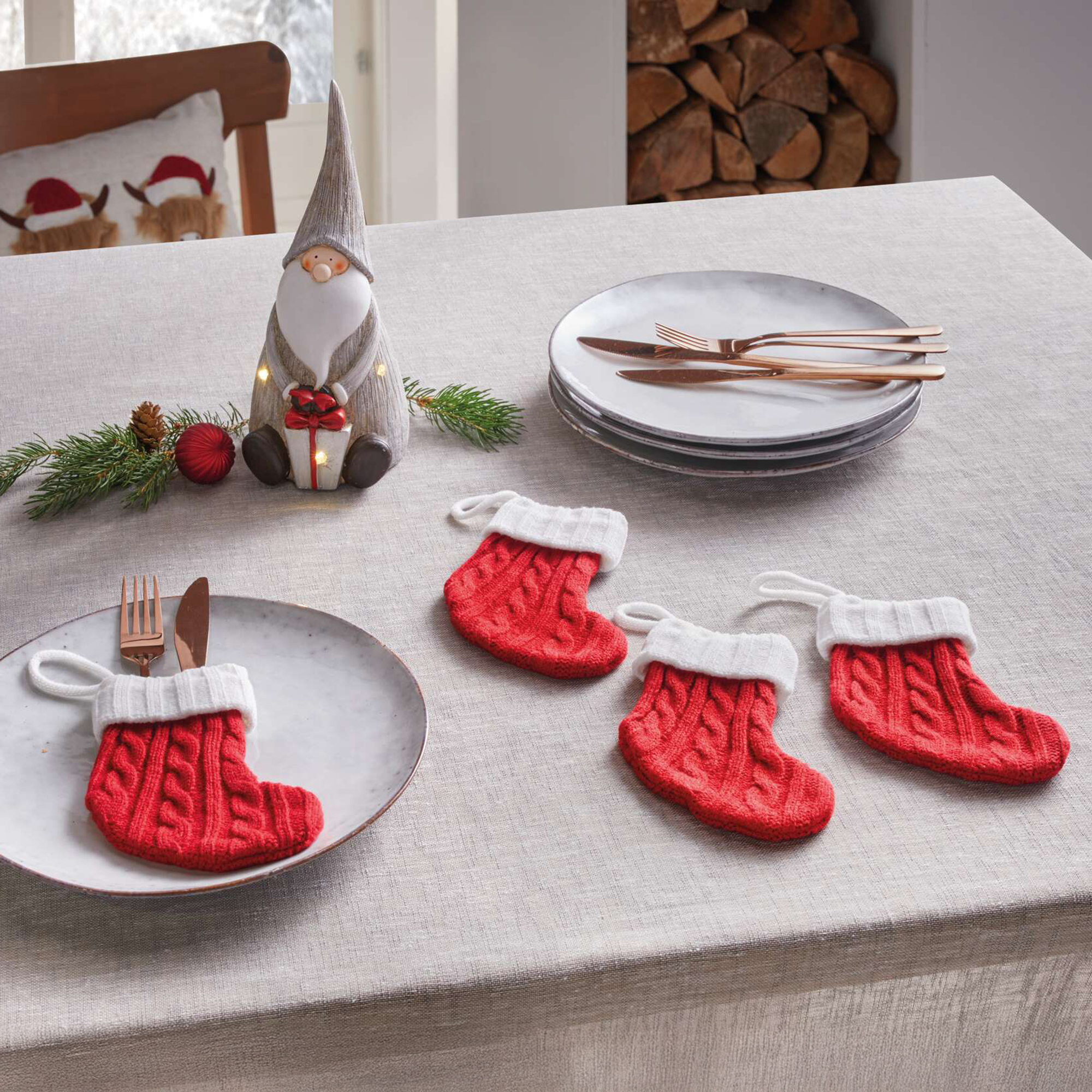 Bestecksöckchen "Santa", 4er Set  im Frank Flechtwaren Online Shop für Tischsets kaufen