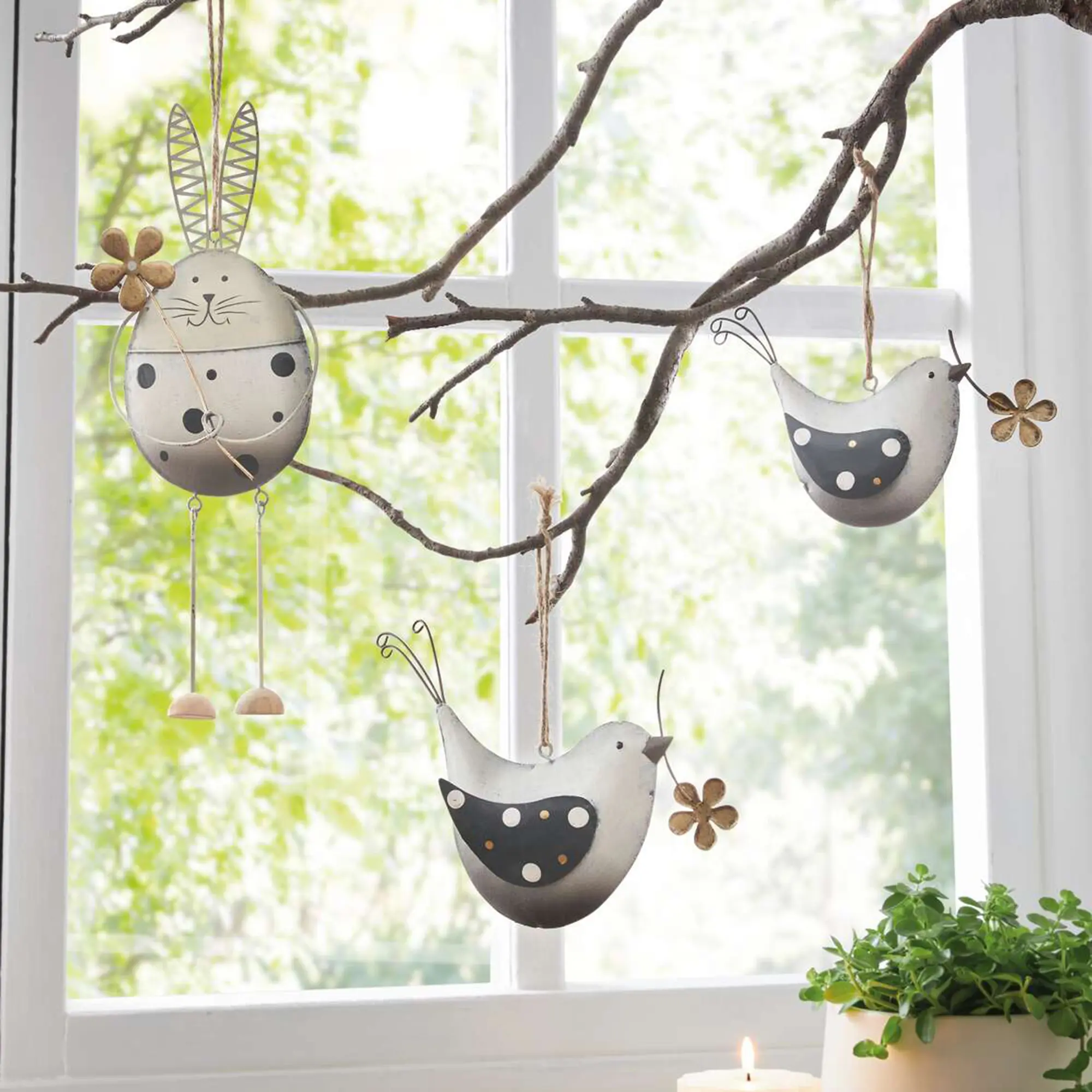 Hänger "Vogel mit Blume", 2er Set  im Frank Flechtwaren Online Shop kaufen