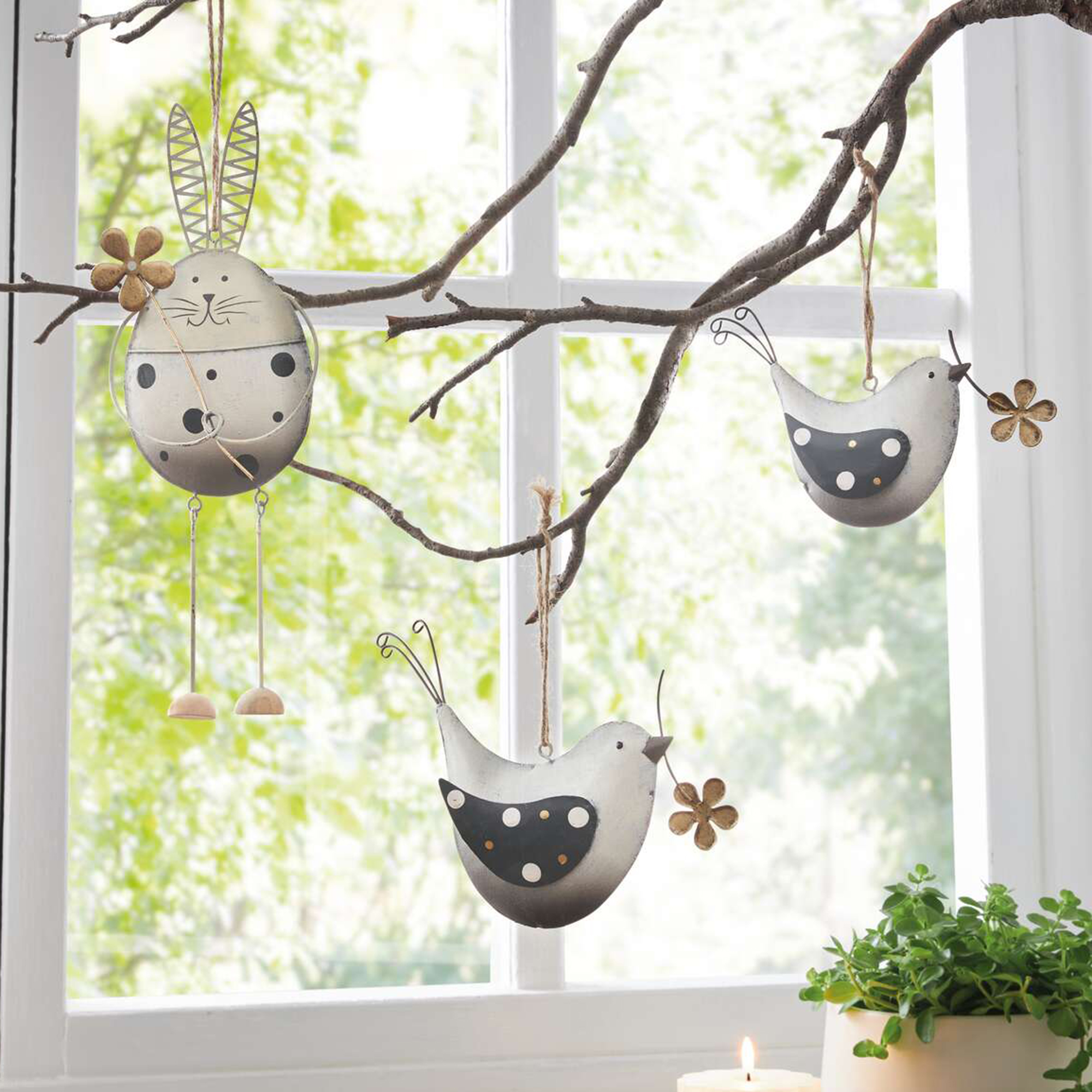 Hänger "Vogel mit Blume", 2er Set  im Frank Flechtwaren Online Shop kaufen