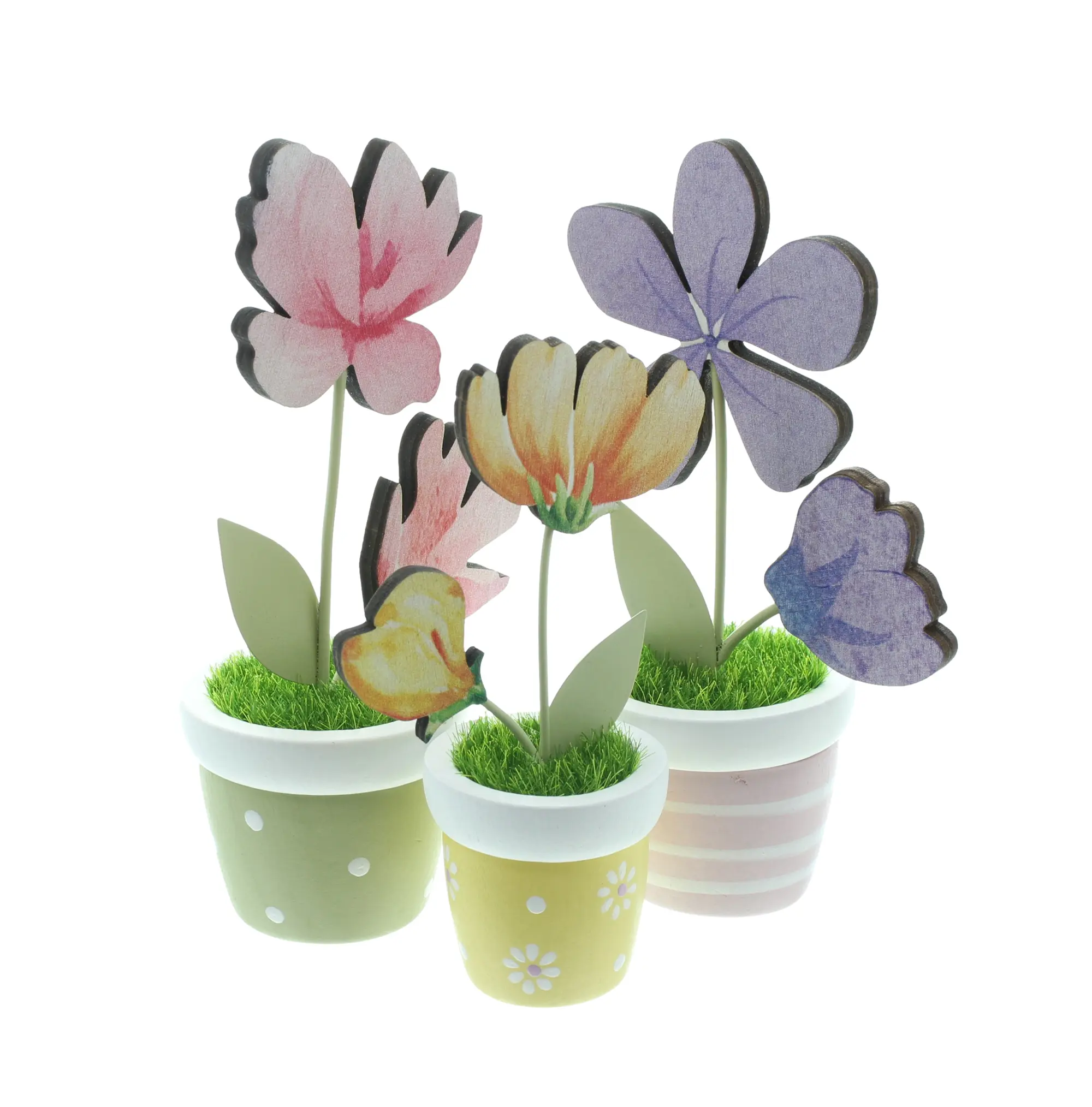 Blumendeko "Bunte Töpfchen", 3er Set  im Frank Flechtwaren Online Shop für Pastelltöne kaufen