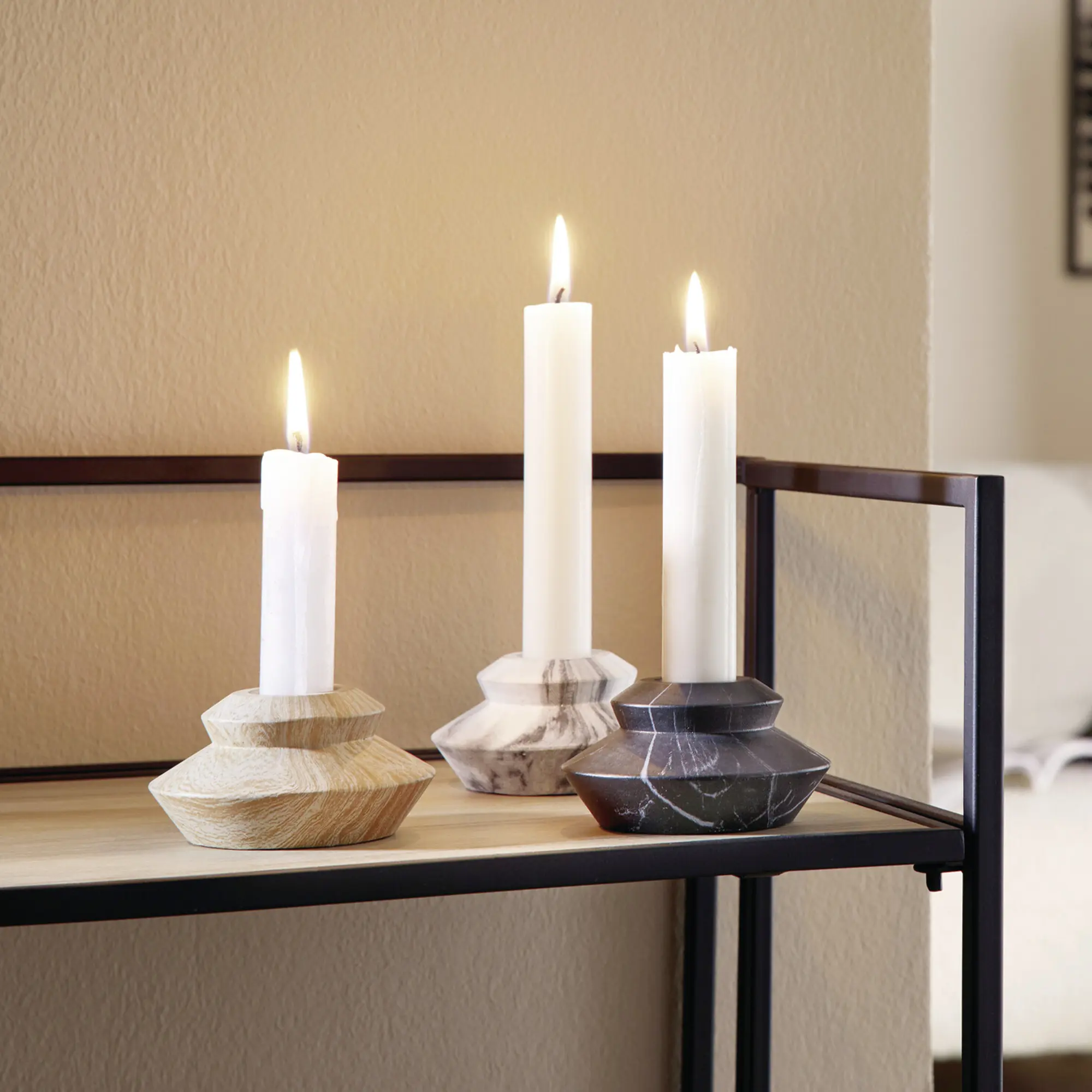 Stabkerzenhalter "Marmor", 3er Set  im Frank Flechtwaren Online Shop kaufen