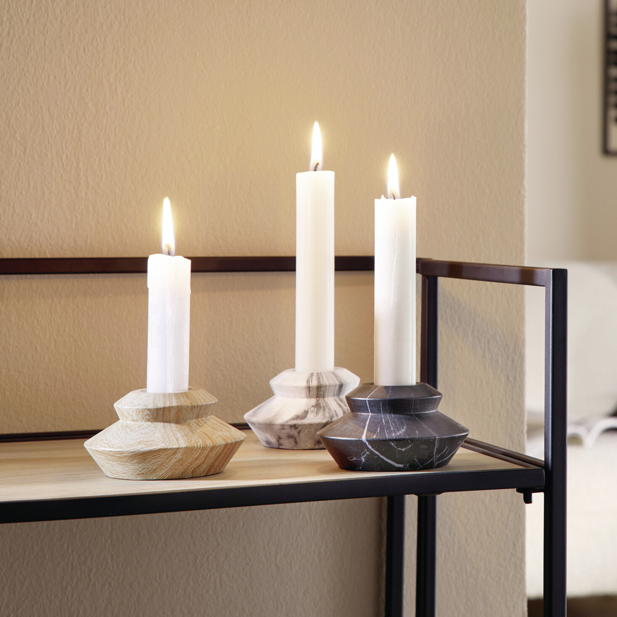 Stabkerzenhalter "Marmor", 3er Set  im Frank Flechtwaren Online Shop kaufen