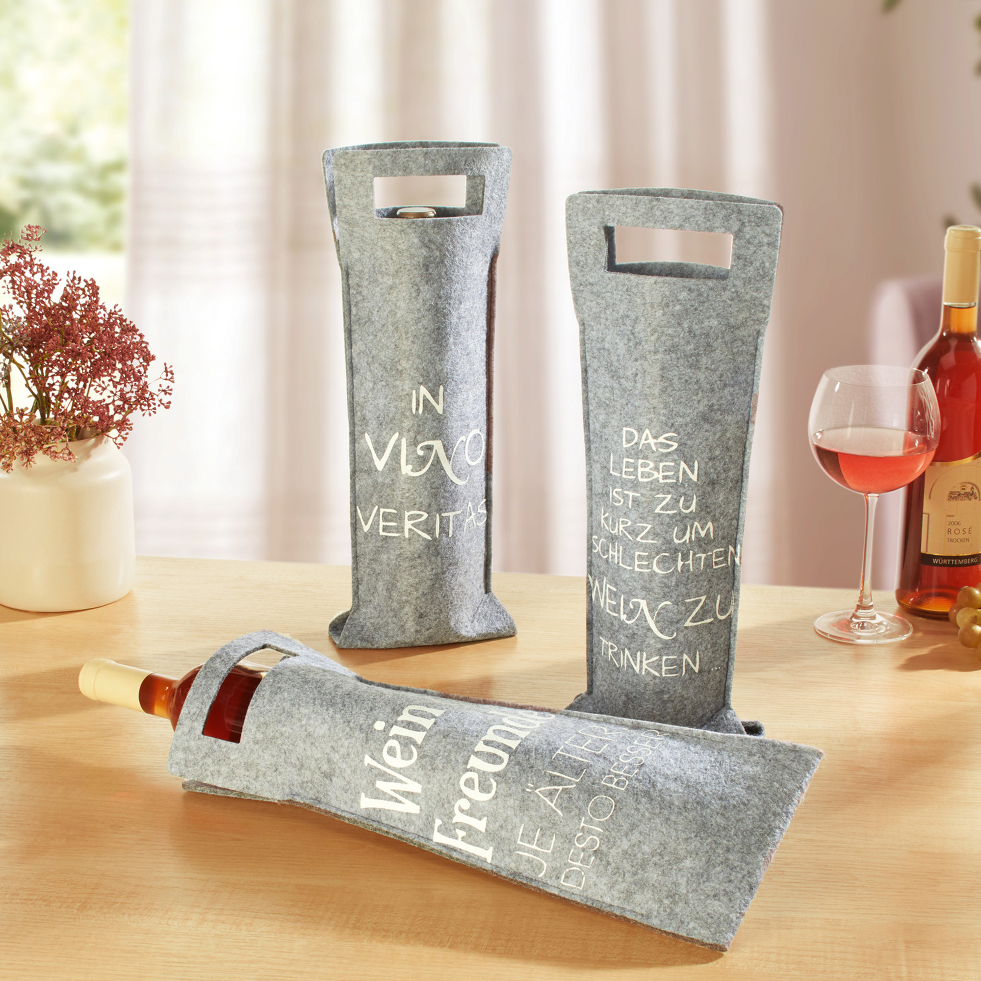 Geschenktasche "Wein", 3er Set  im Frank Flechtwaren Online Shop kaufen