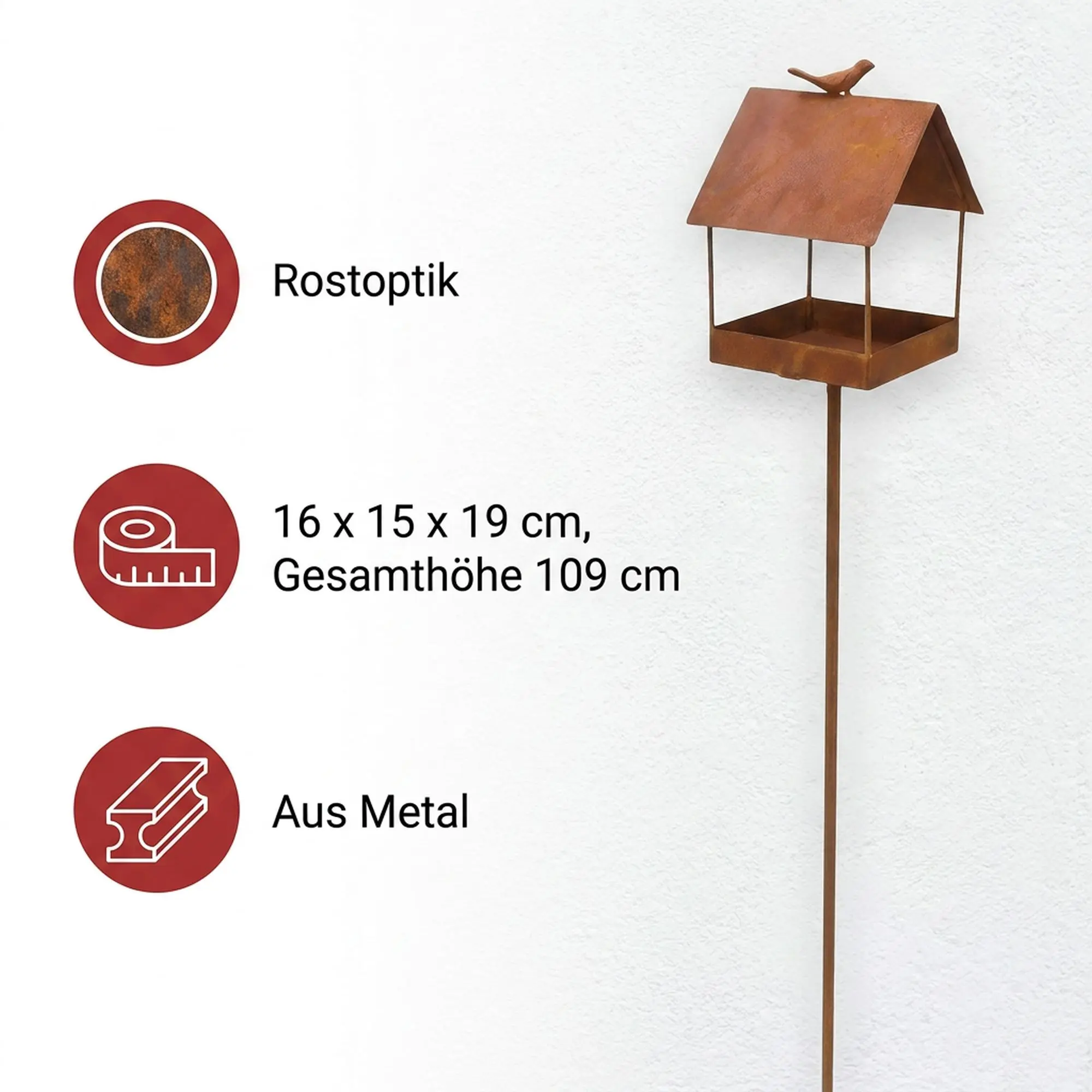 Gartenstecker "Vogelhaus"  im Frank Flechtwaren Online Shop für Rostdeko für Ihren Garten kaufen