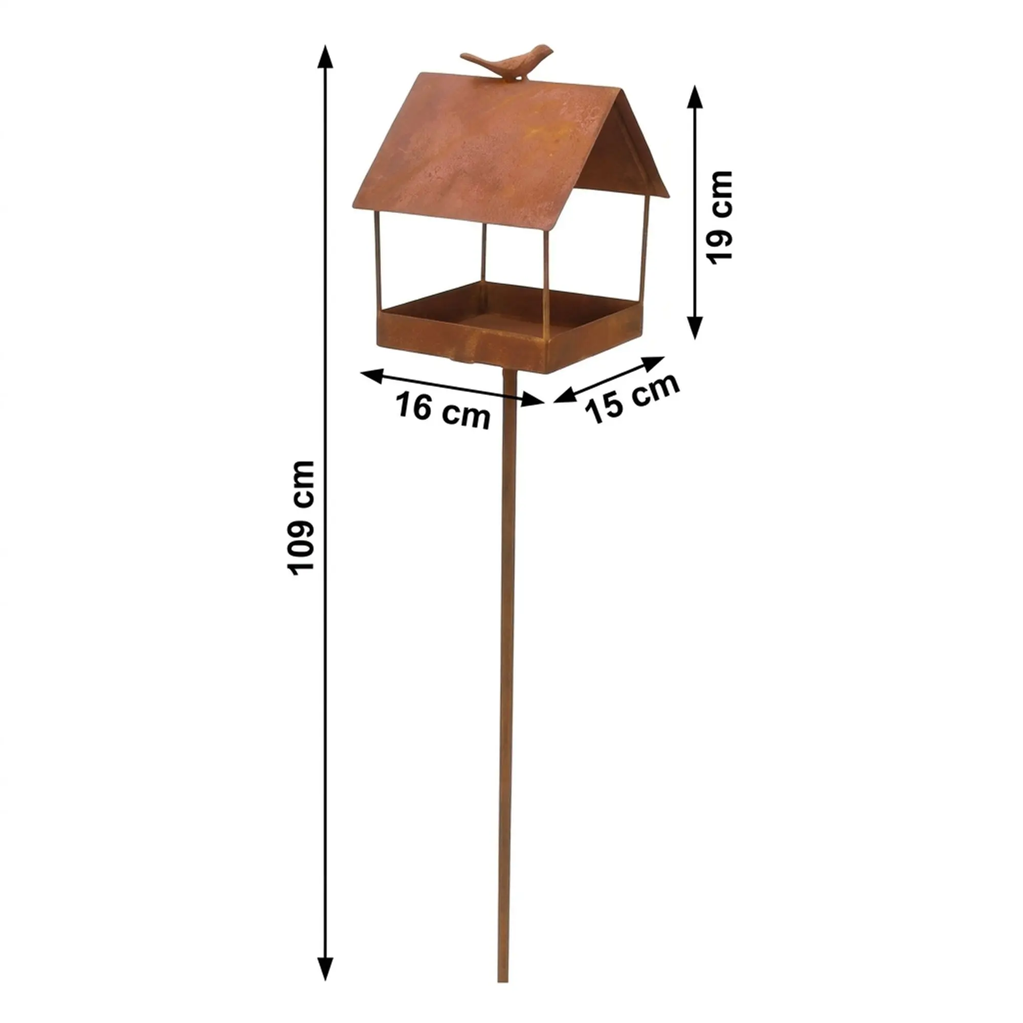 Gartenstecker "Vogelhaus"  im Frank Flechtwaren Online Shop für Rostdeko für Ihren Garten kaufen