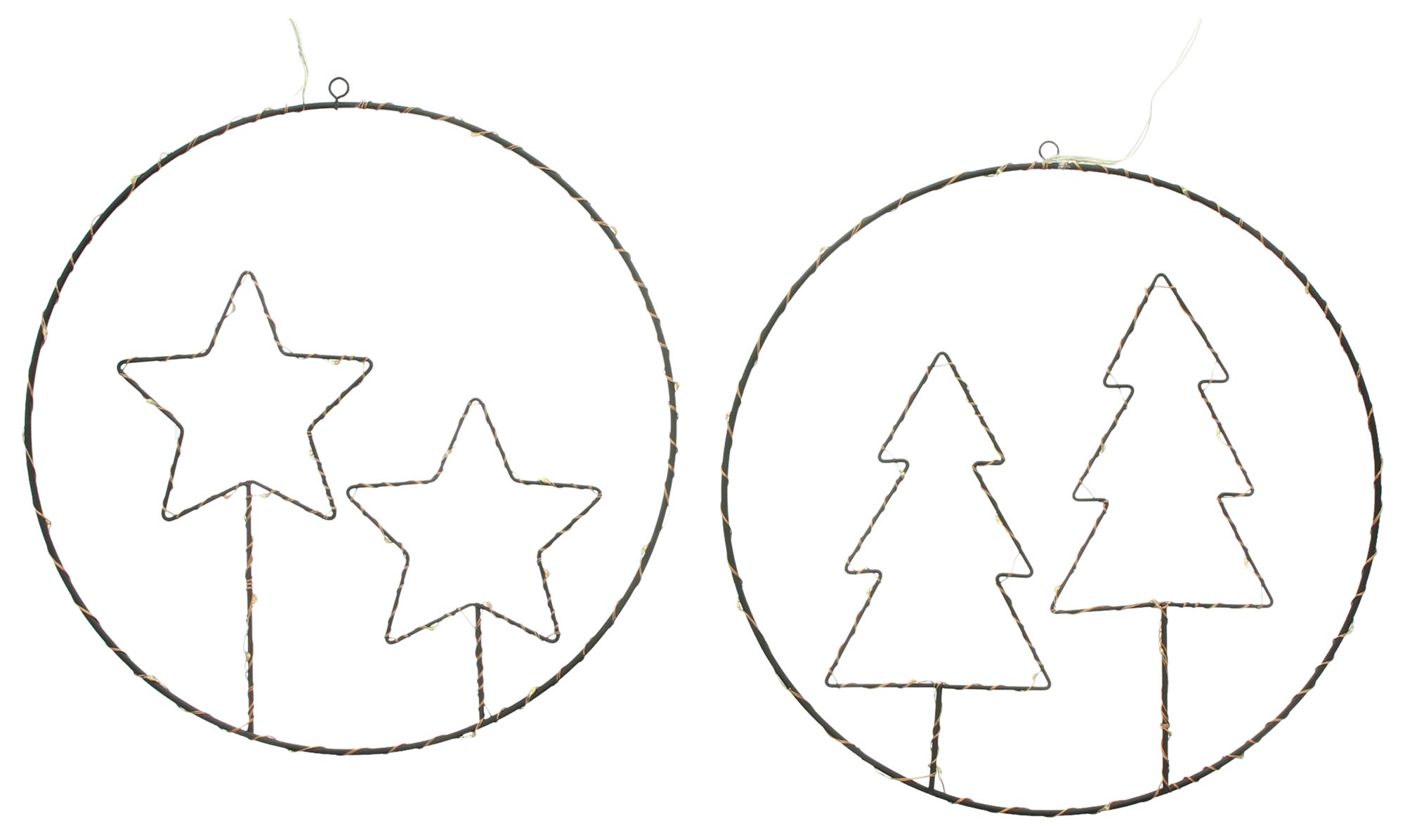 LED-Hänger "Sterne &amp; Tannen", 2er Set  im Frank Flechtwaren Online Shop für Dekohänger  kaufen