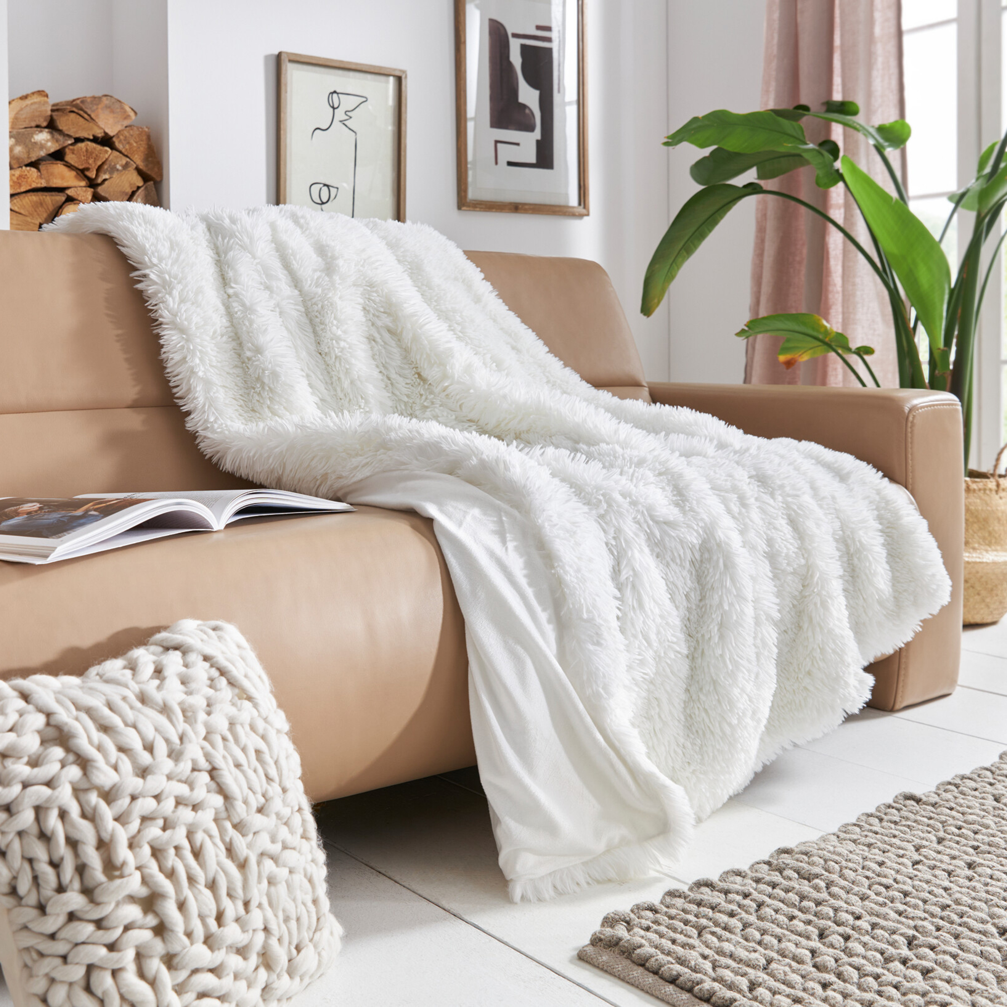 Kunstfelldecke "Offwhite"  im Frank Flechtwaren Online Shop kaufen