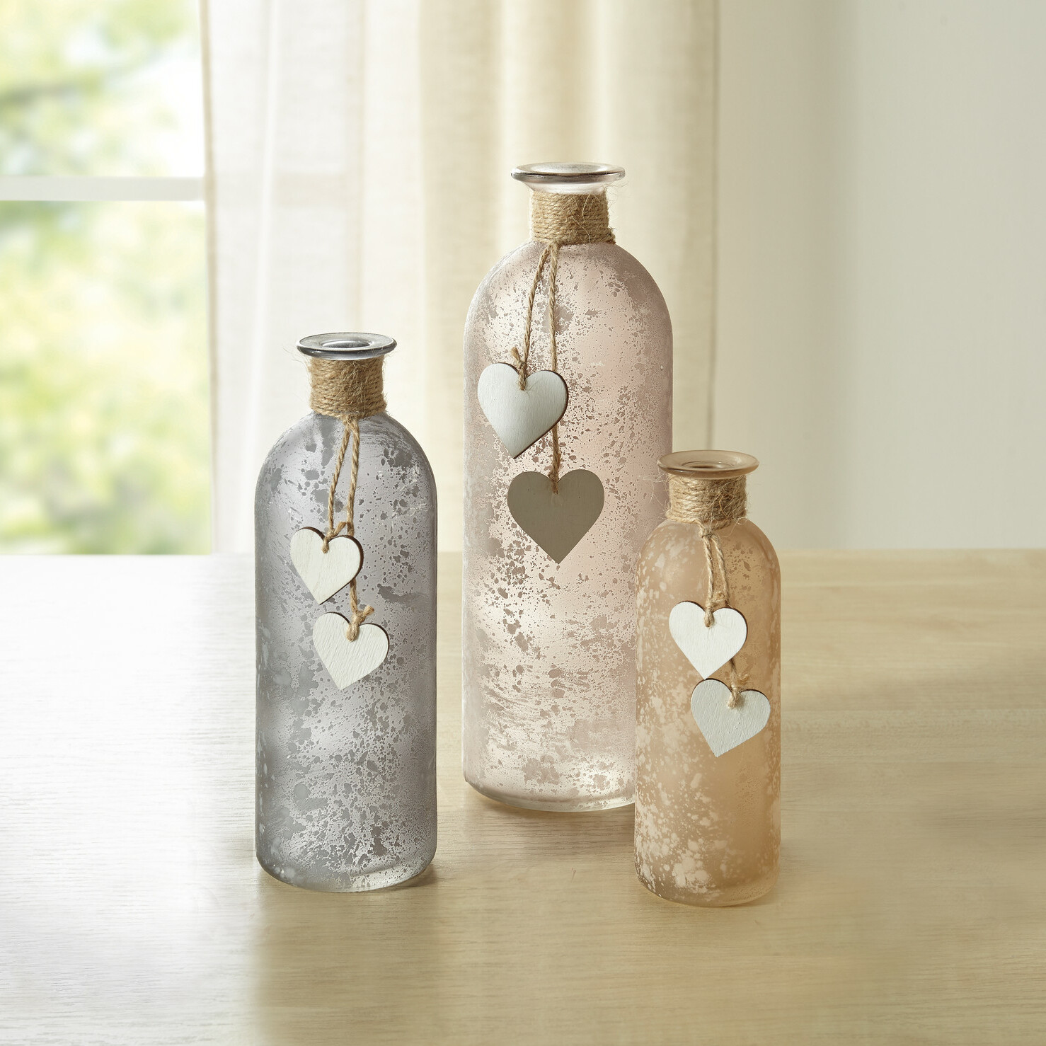 Dekovase "Herzchen", 3er Set  im Frank Flechtwaren Online Shop kaufen