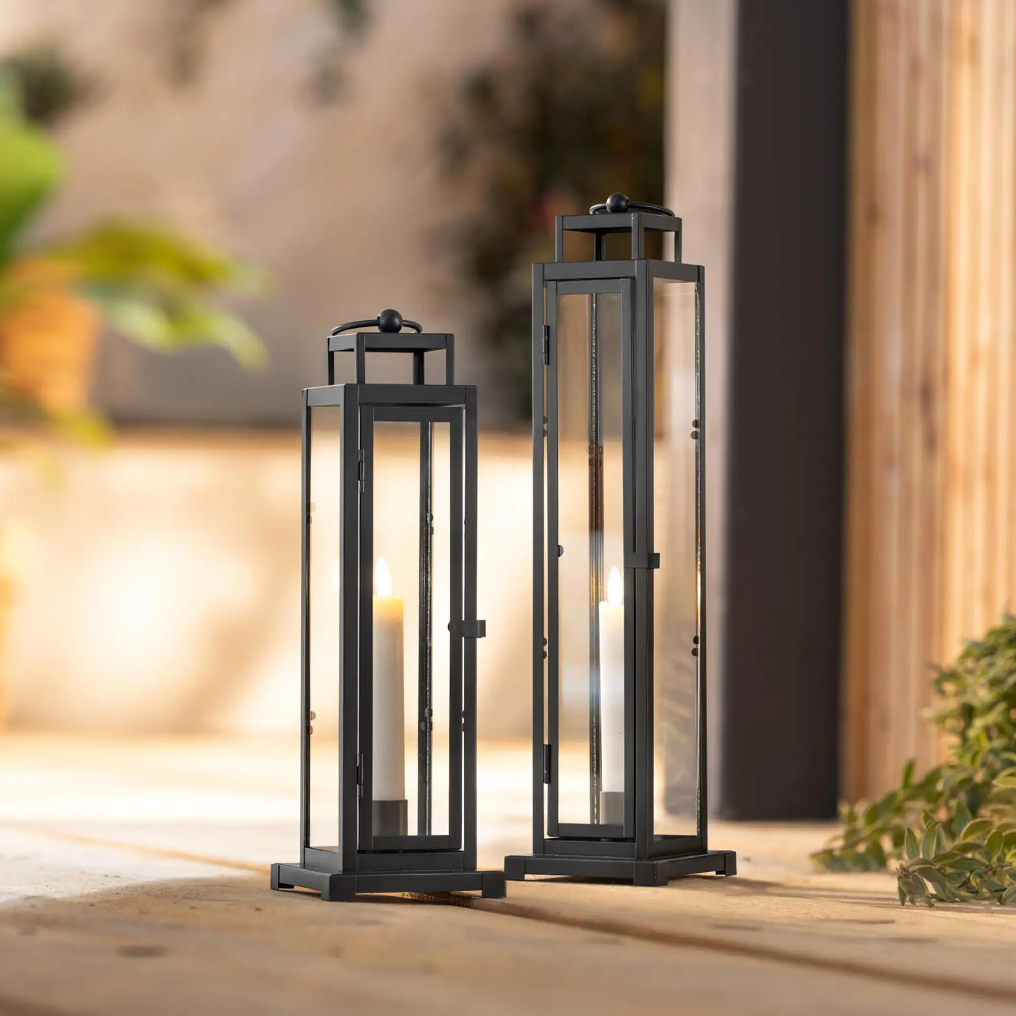 Laterne "Modern Black", 2er Set  im Frank Flechtwaren Online Shop für Magie des Sommers kaufen