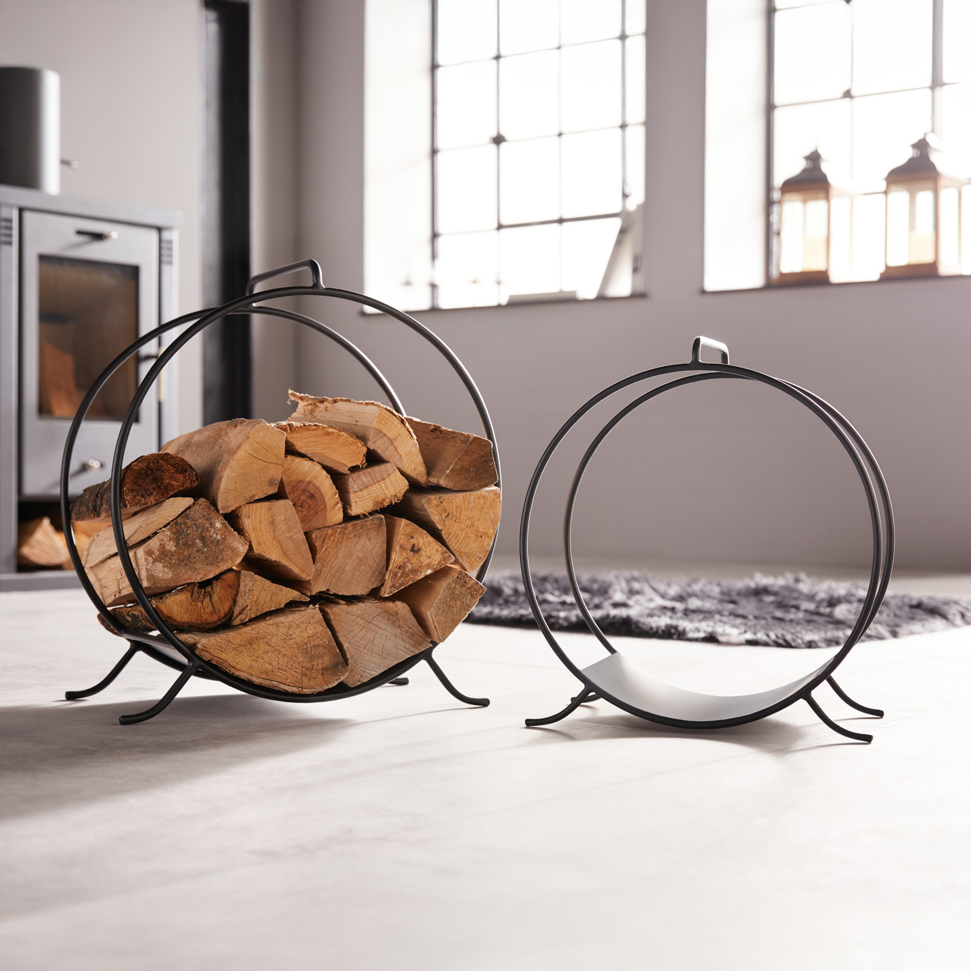 Kaminholzständer "Circle", 2er Set  im Frank Flechtwaren Online Shop kaufen