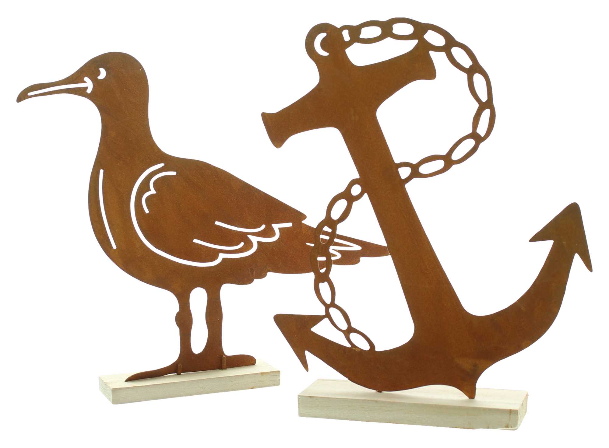 Rostdeko "Anker & Möwe", 2er Set im Frank Flechtwaren Online Shop für Dekofiguren kaufen Rostdeko "Anker & Möwe", 2er Set im Frank Flechtwaren Online Shop für Dekofiguren kaufen