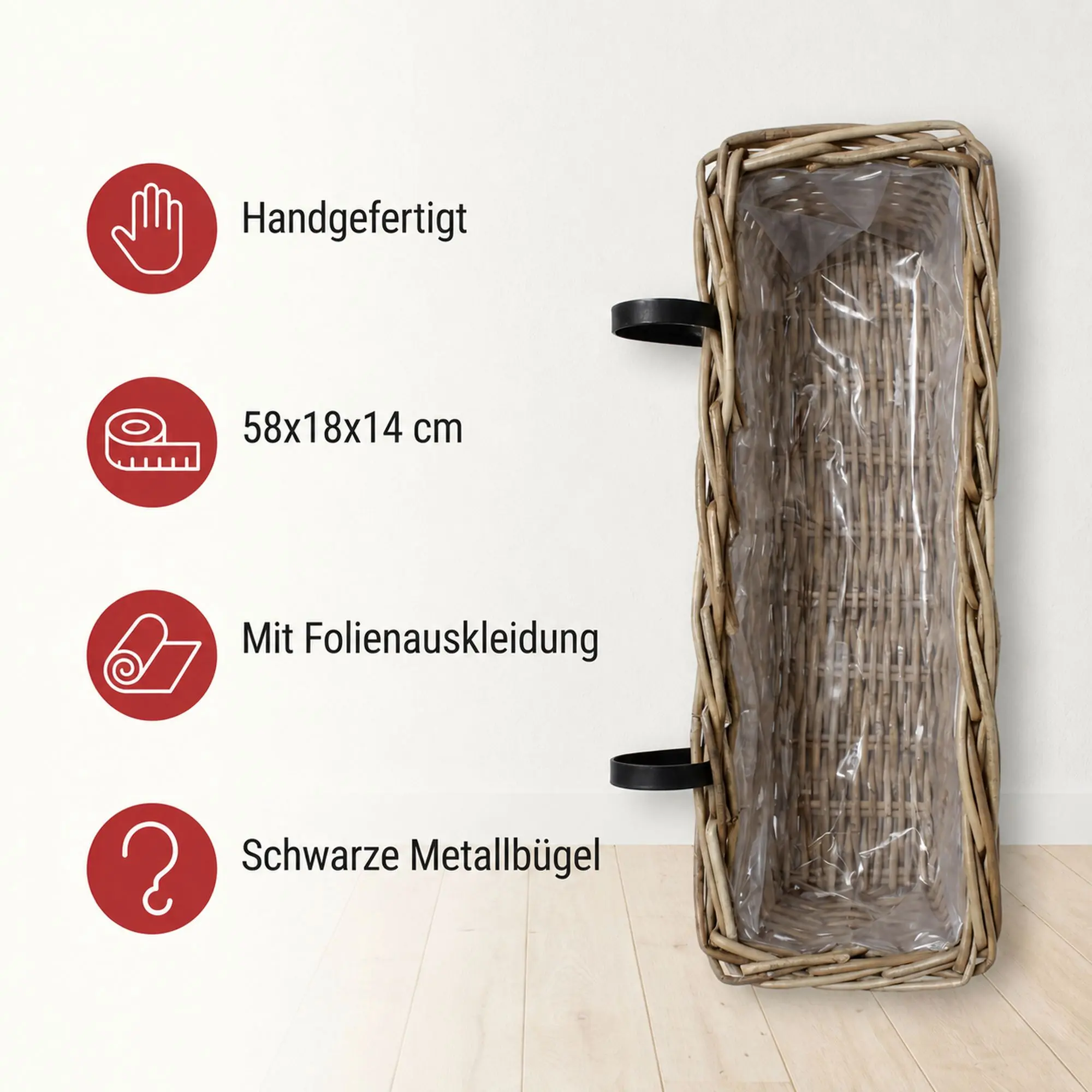 Balkonpflanzer "Rattan", groß  im Frank Flechtwaren Online Shop für Magie des Sommers kaufen