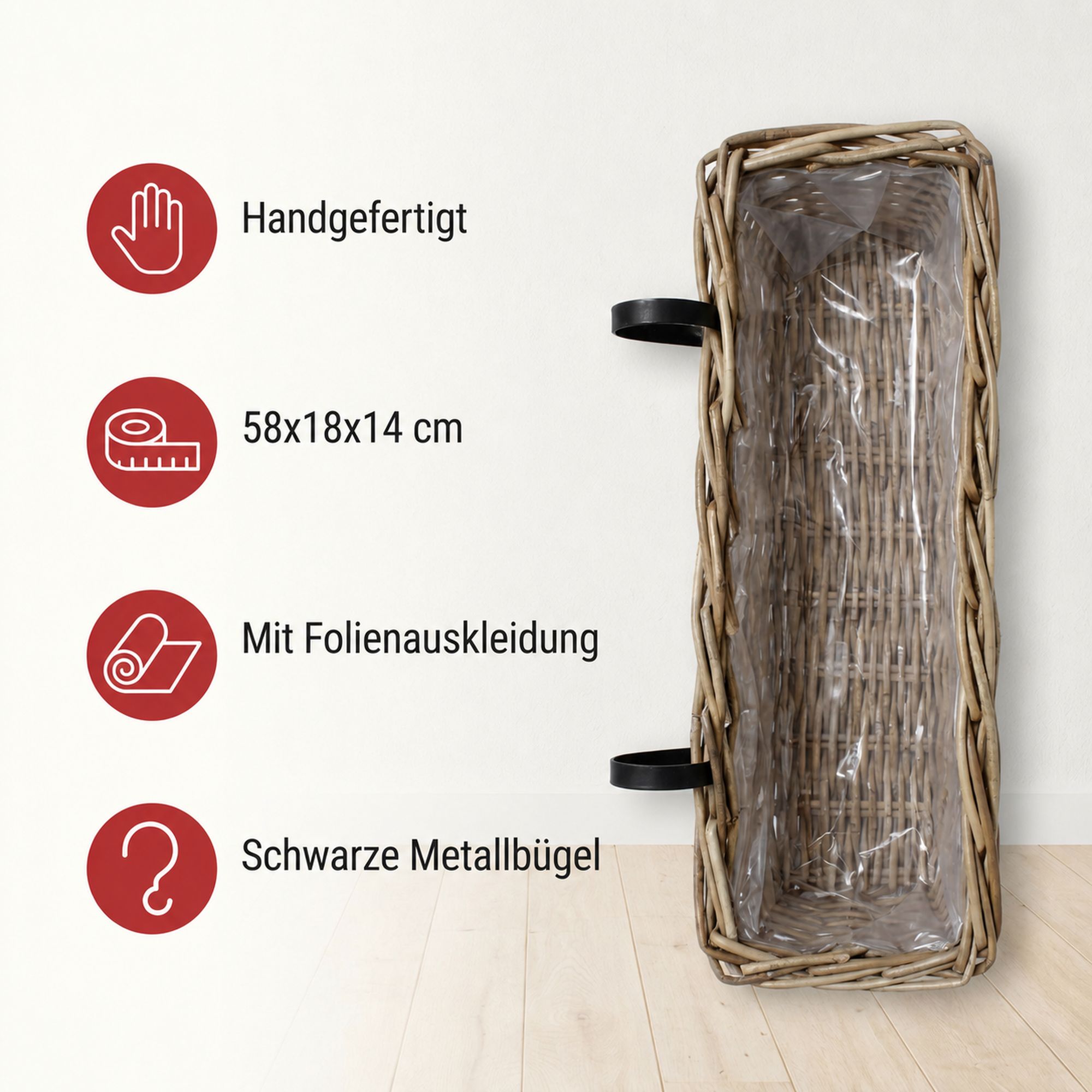 Balkonpflanzer "Rattan", groß  im Frank Flechtwaren Online Shop für Magie des Sommers kaufen
