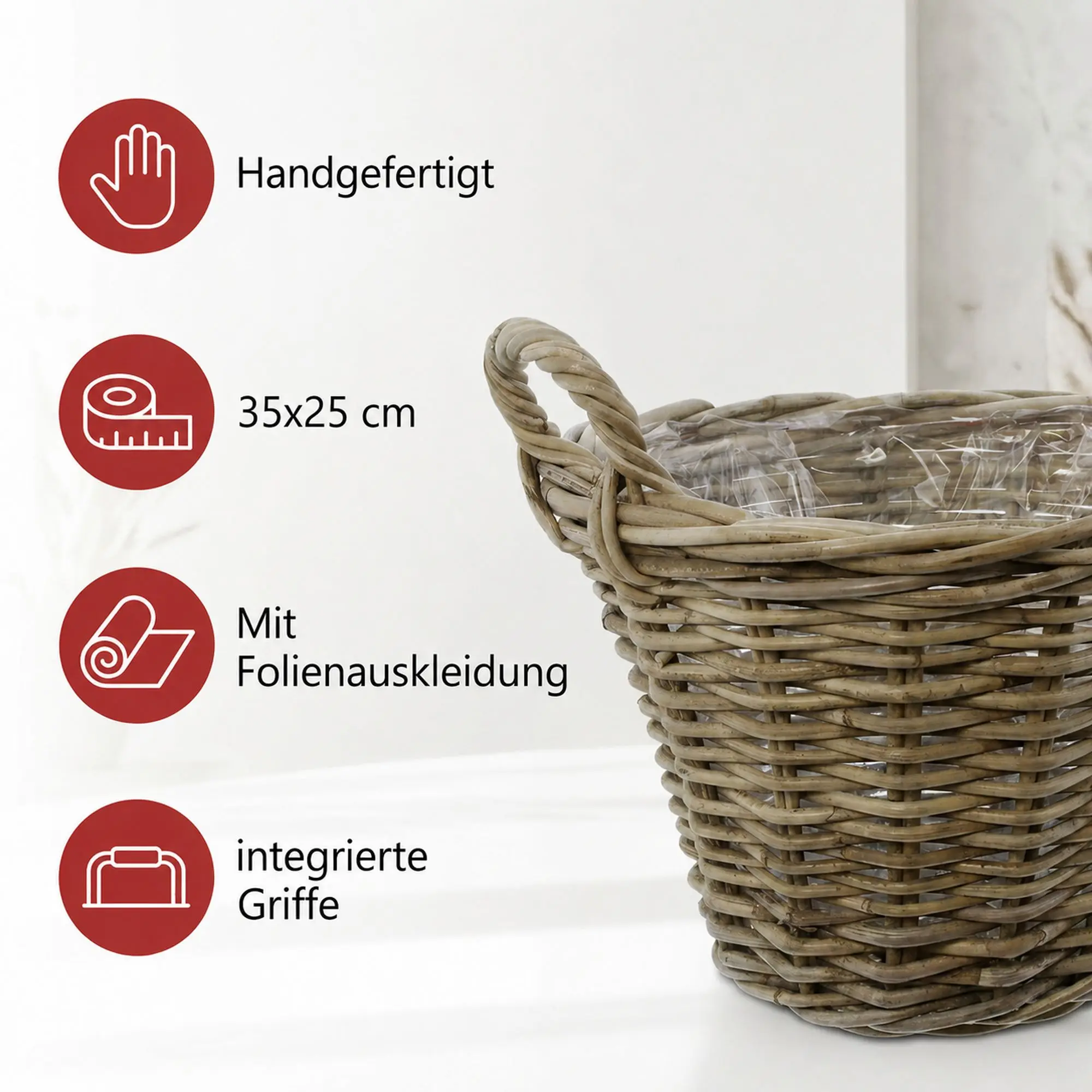 Pflanzkorb "Rattan", mittel  im Frank Flechtwaren Online Shop für Pflanzkörbe kaufen
