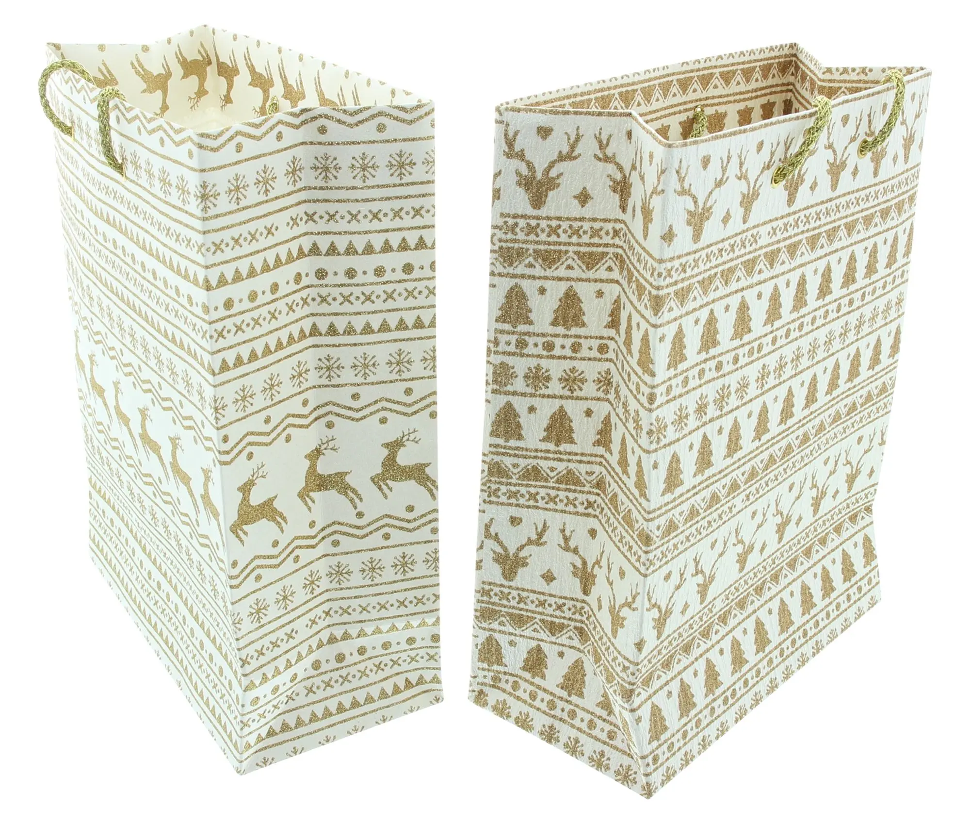 Geschenktasche "Gold &amp; White", 2er Set  im Frank Flechtwaren Online Shop für Geschenktaschen &amp; -säckchen kaufen