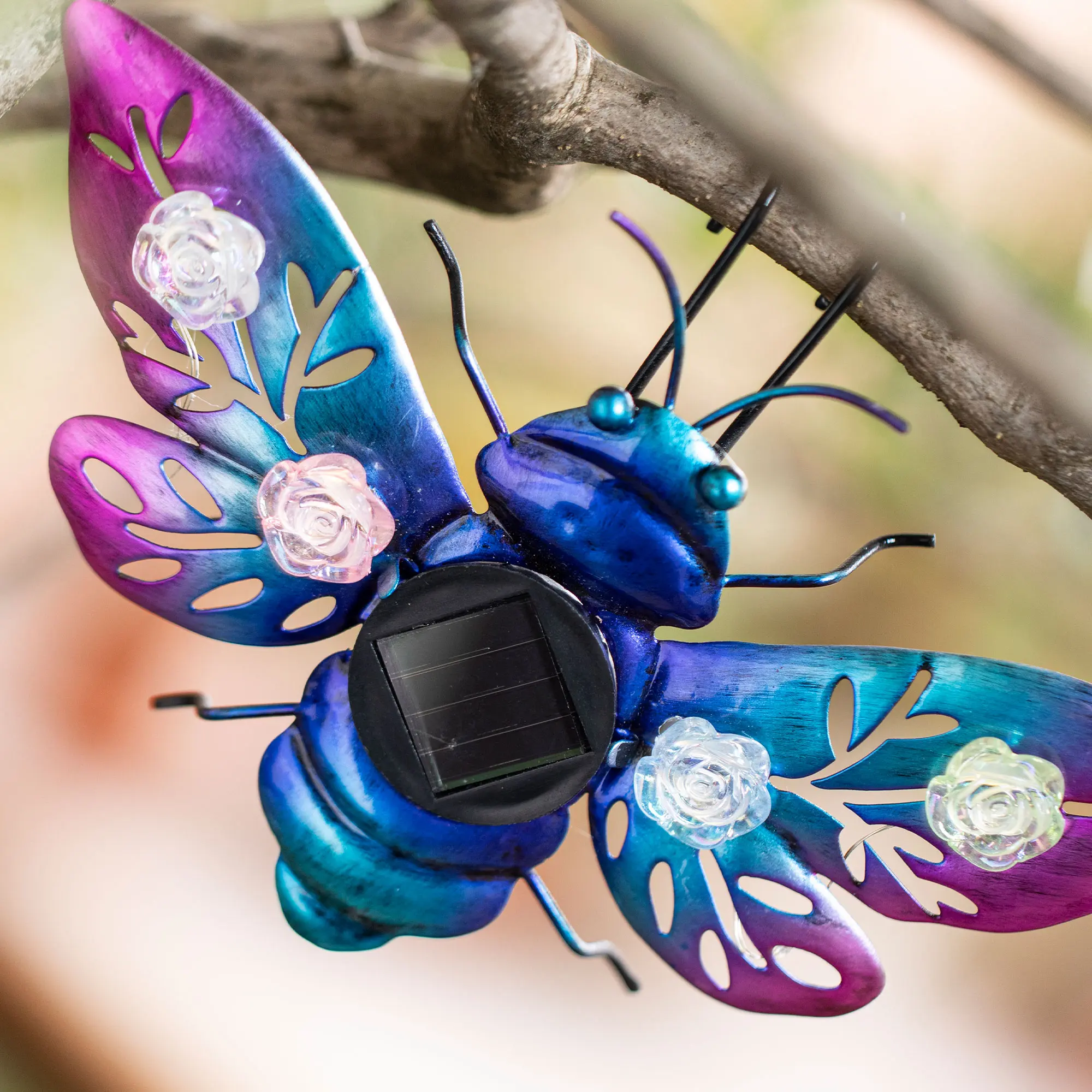 Solar-Deko "Butterfly &amp; Beetle", 2er Set  im Frank Flechtwaren Online Shop für LED-Dekoobjekte kaufen
