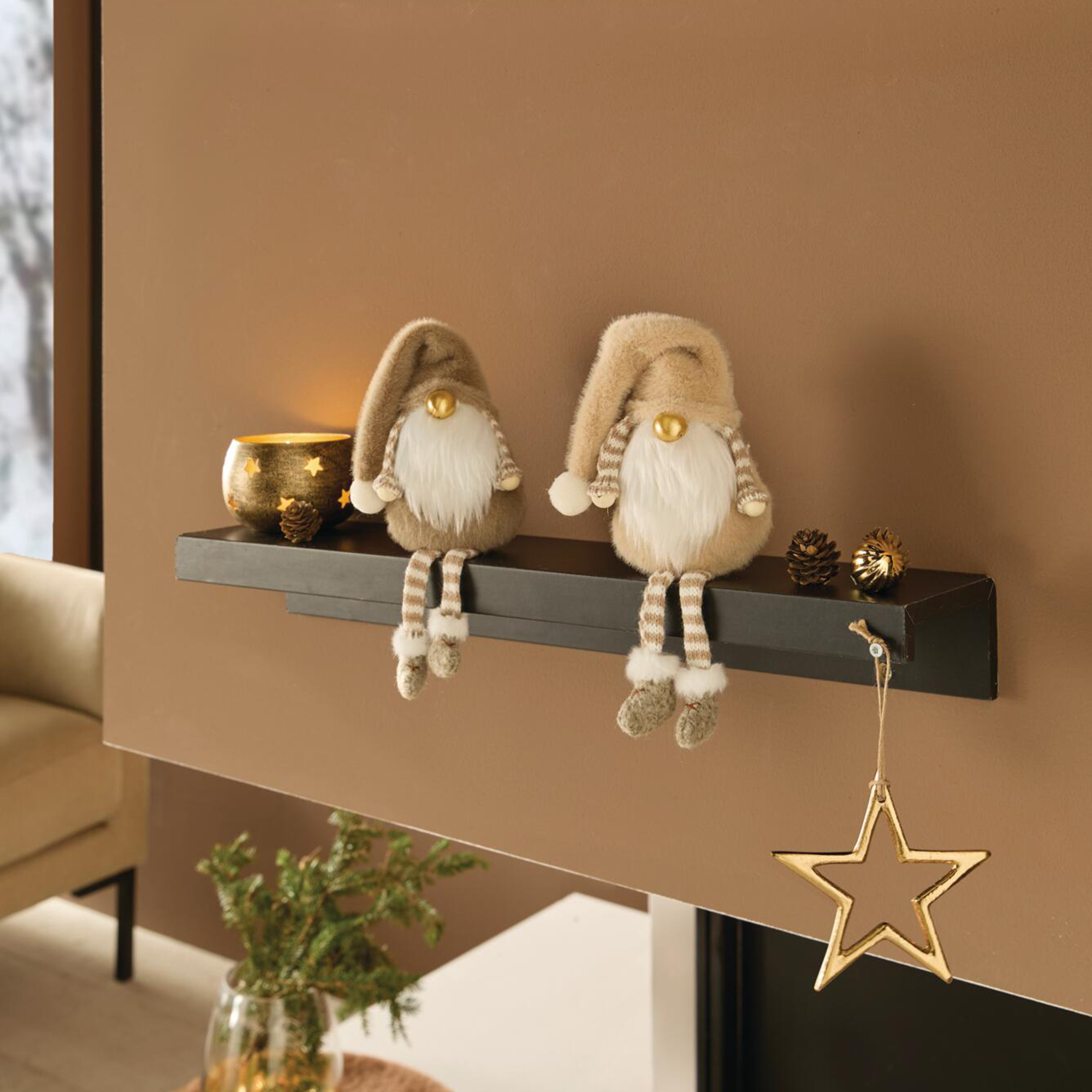 Plüschfigur "Wichtel", 2er Set  im Frank Flechtwaren Online Shop für Weihnachtliche Dekofiguren kaufen