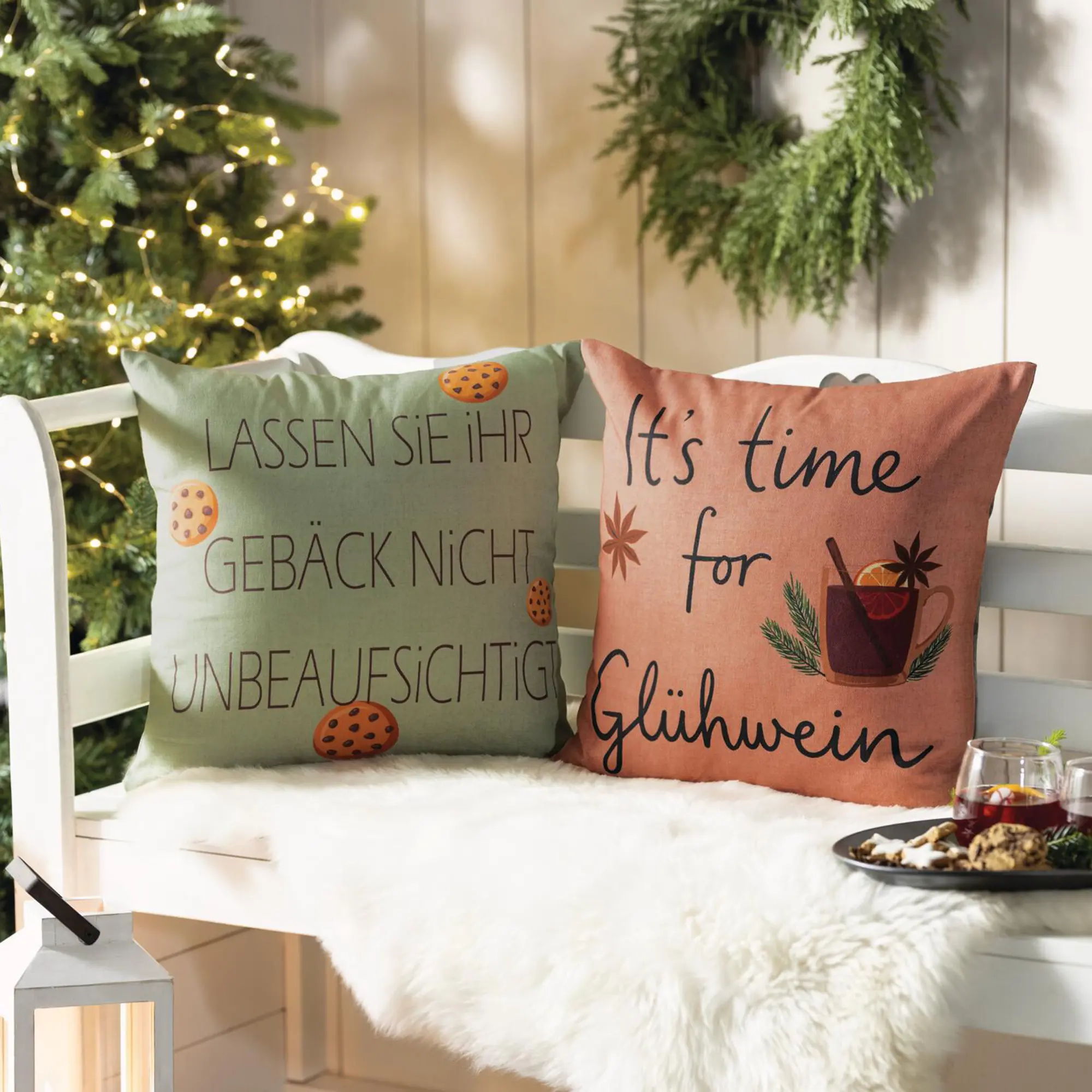 Kissenhülle "Glühwein &amp; Cookies", 2er Set  im Frank Flechtwaren Online Shop kaufen