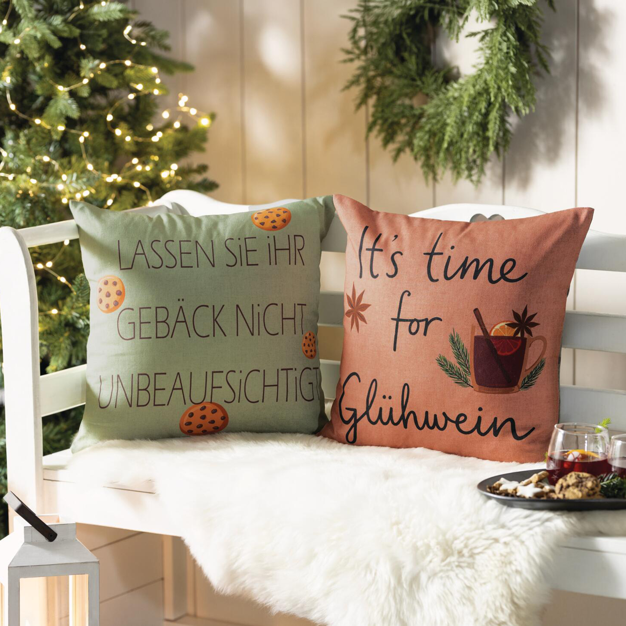 Kissenhülle "Glühwein &amp; Cookies", 2er Set  im Frank Flechtwaren Online Shop kaufen