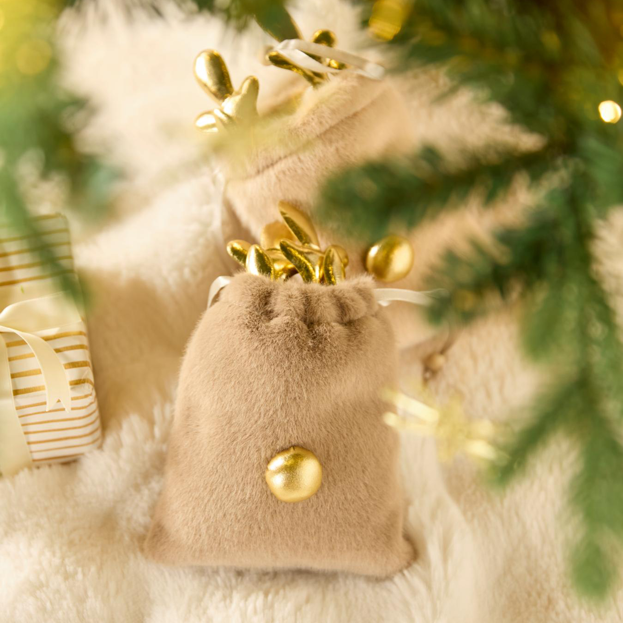 Geschenkbeutel "Plüsch", 3er Set  im Frank Flechtwaren Online Shop für Geschenktaschen &amp; -säckchen kaufen