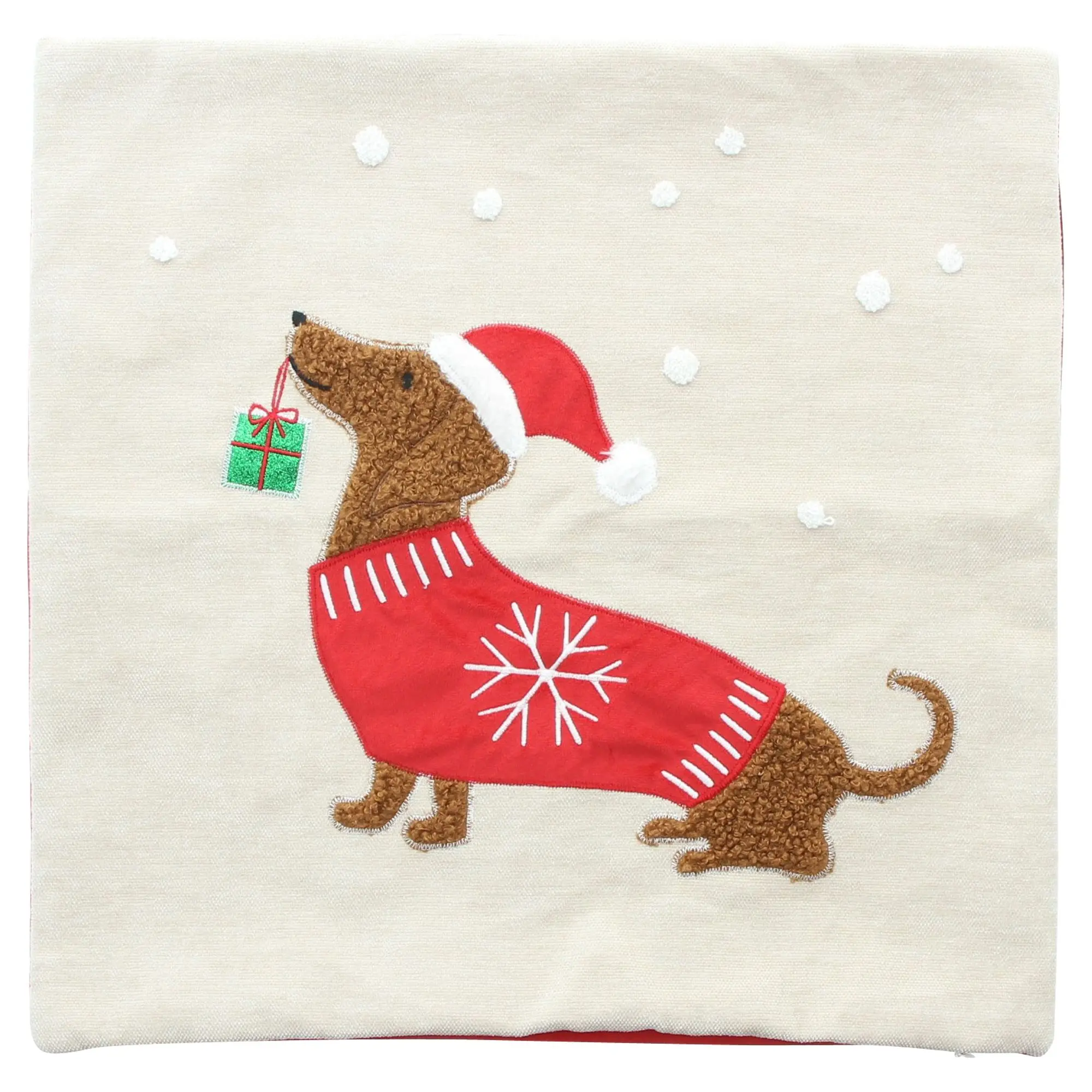 Kissenhülle "Weihnachtsdackel"  im Frank Flechtwaren Online Shop für Weihnachtliche Kissen &amp; Kissenhüllen kaufen