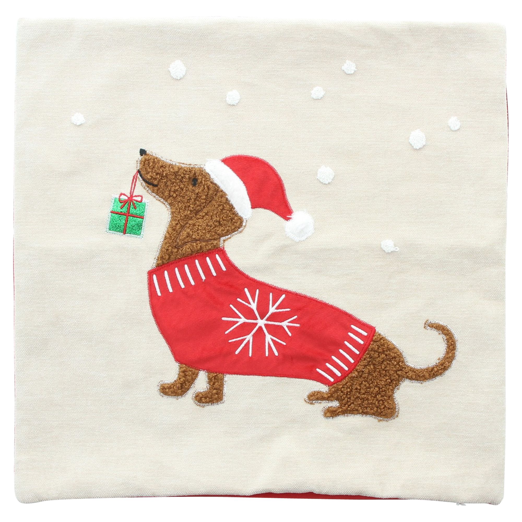 Kissenhülle "Weihnachtsdackel"  im Frank Flechtwaren Online Shop für Weihnachtliche Kissen &amp; Kissenhüllen kaufen