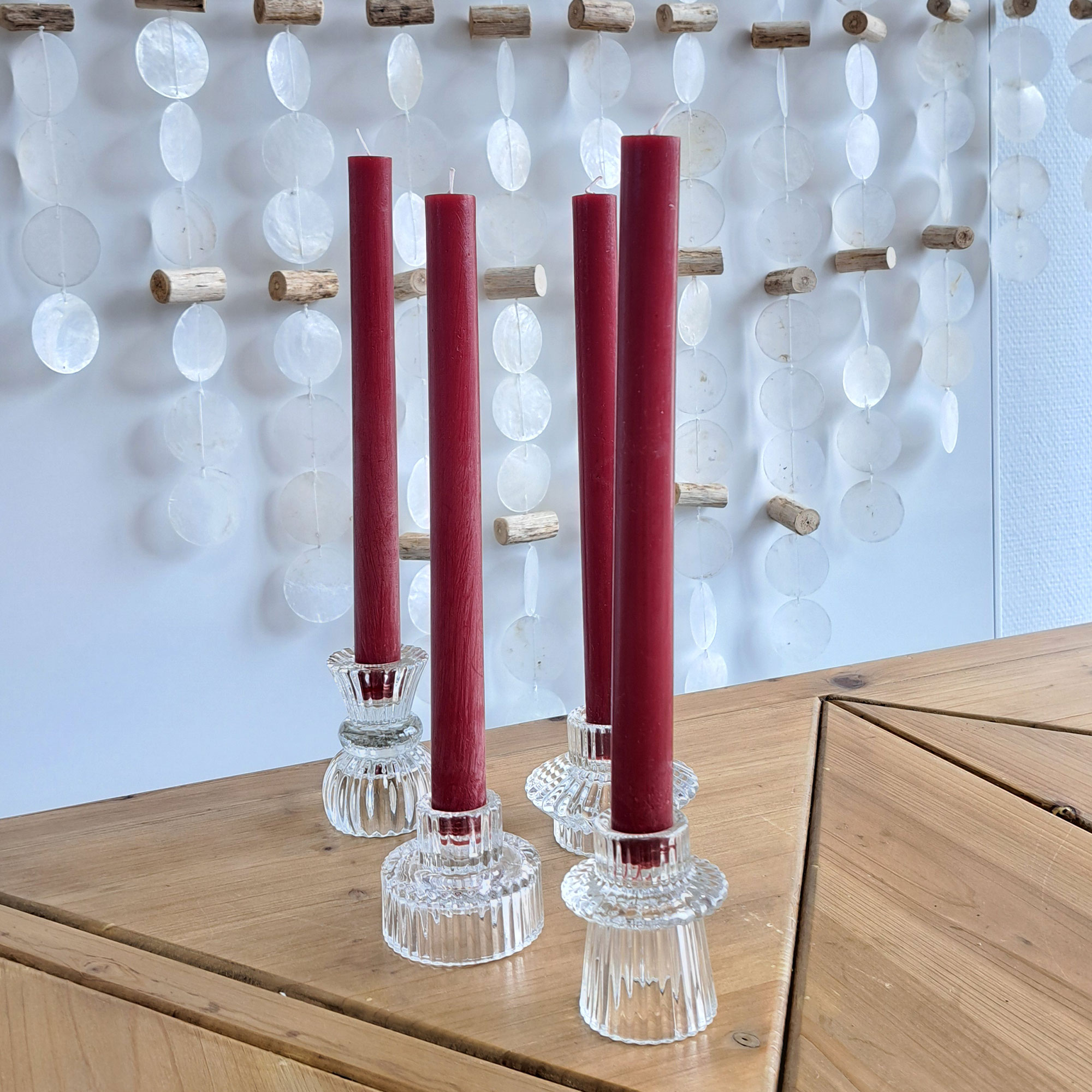 Stabkerze "Burgund", 4er Set  im Frank Flechtwaren Online Shop kaufen